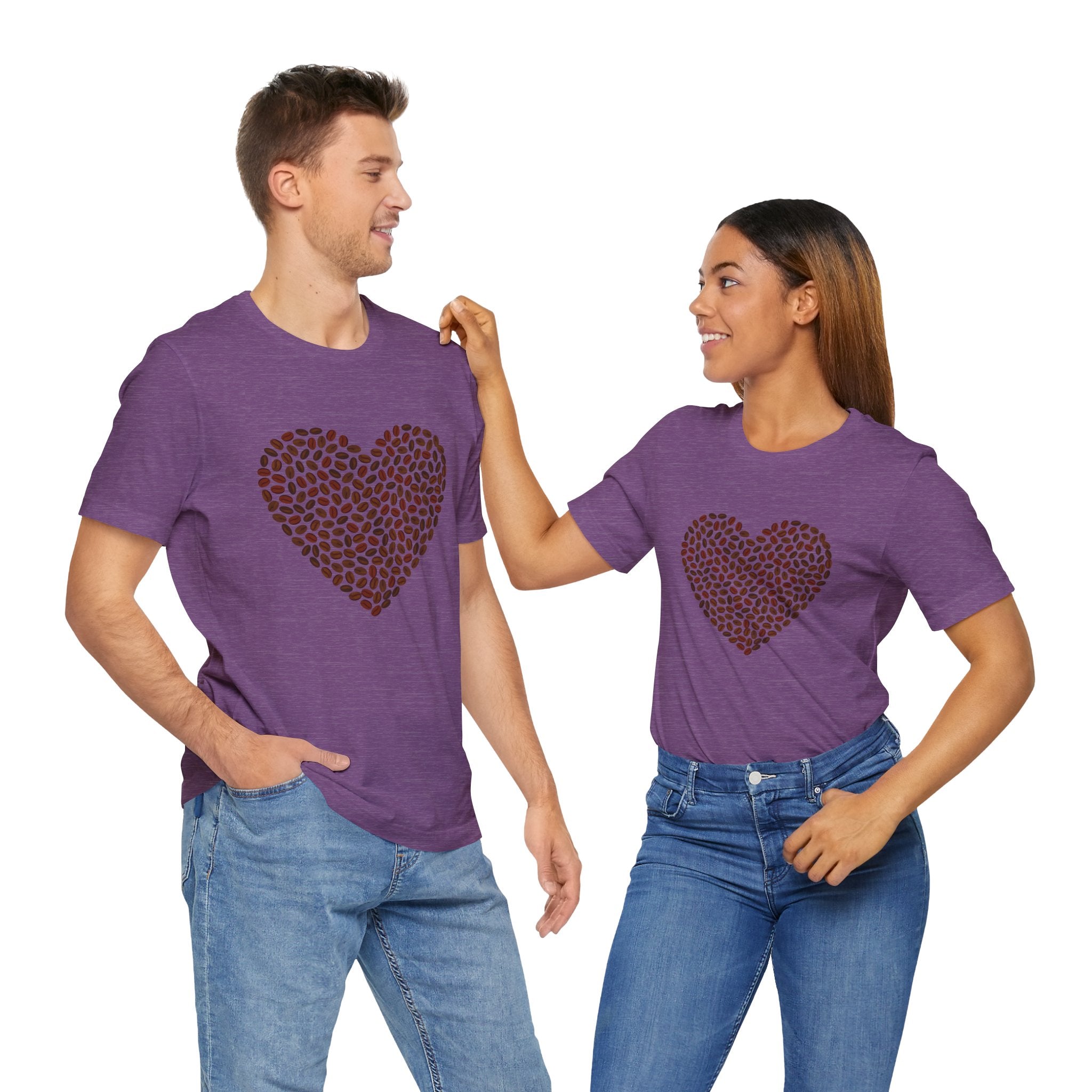 Custom Retro - a - go - go Series Coffee Bean Heart Unisex Jersey Short Sleeve T - Shirt - POPvault