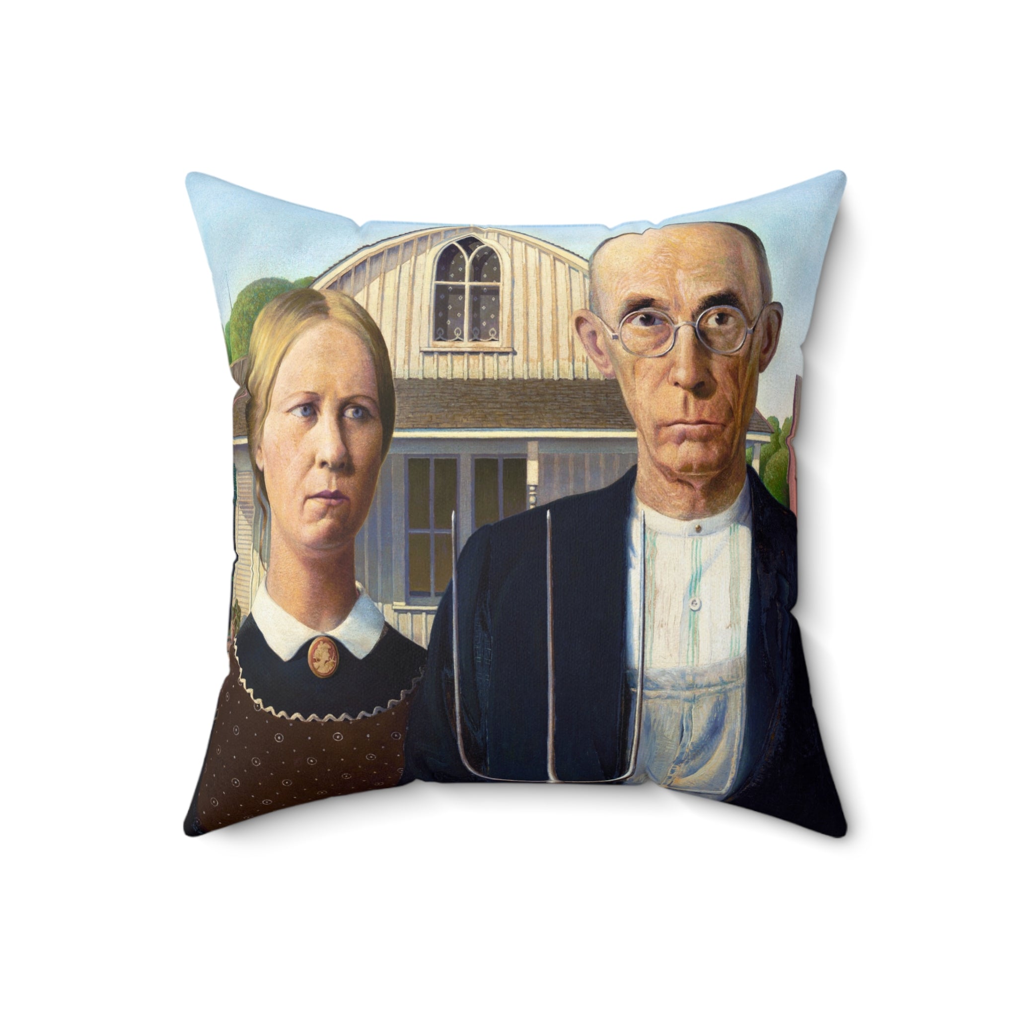 Masters of Art Grant Wood American Gothic Square Indoor Accent Pillow