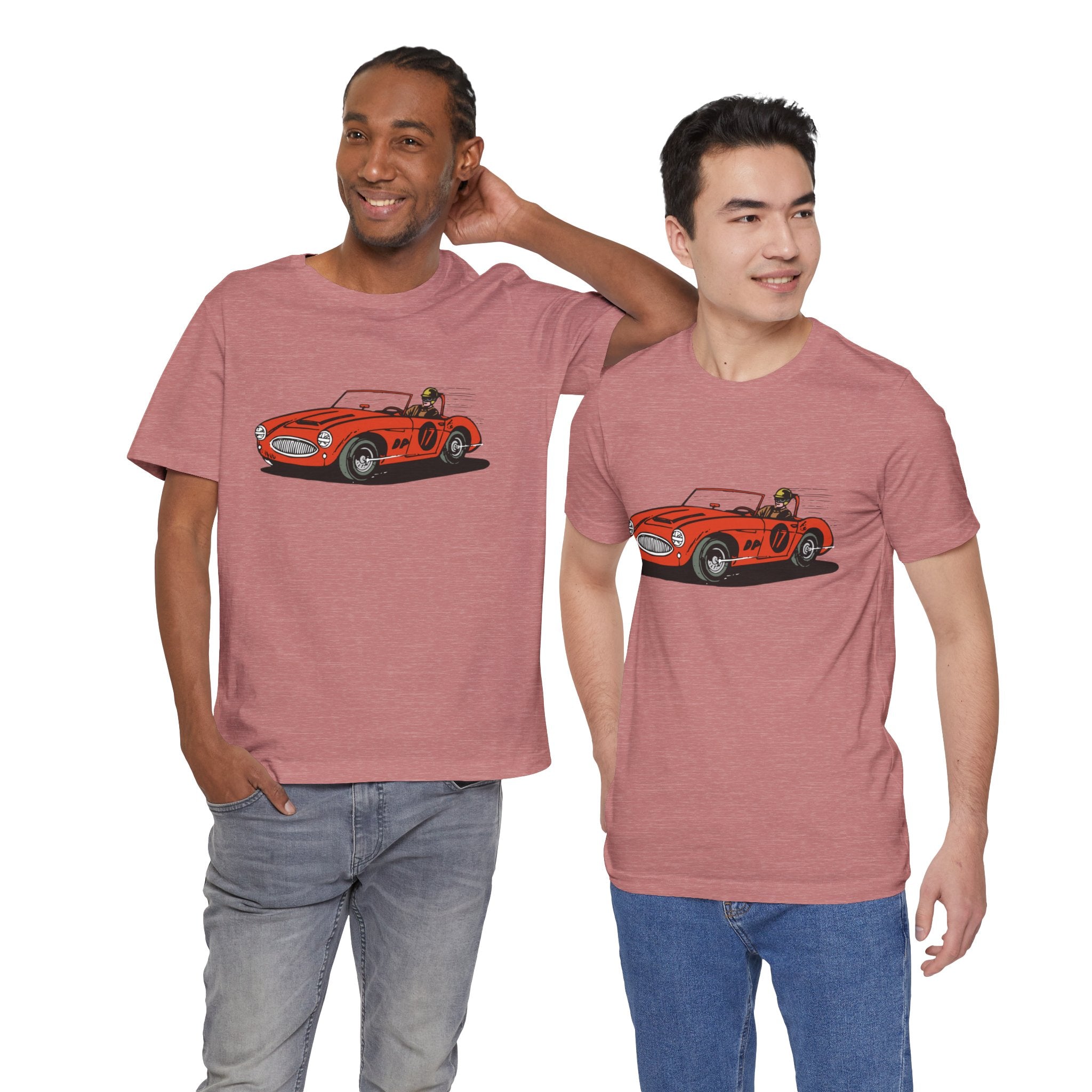 Custom Retro - a - go - go Series Retro Race Car Unisex Jersey Short Sleeve T - Shirt - POPvault