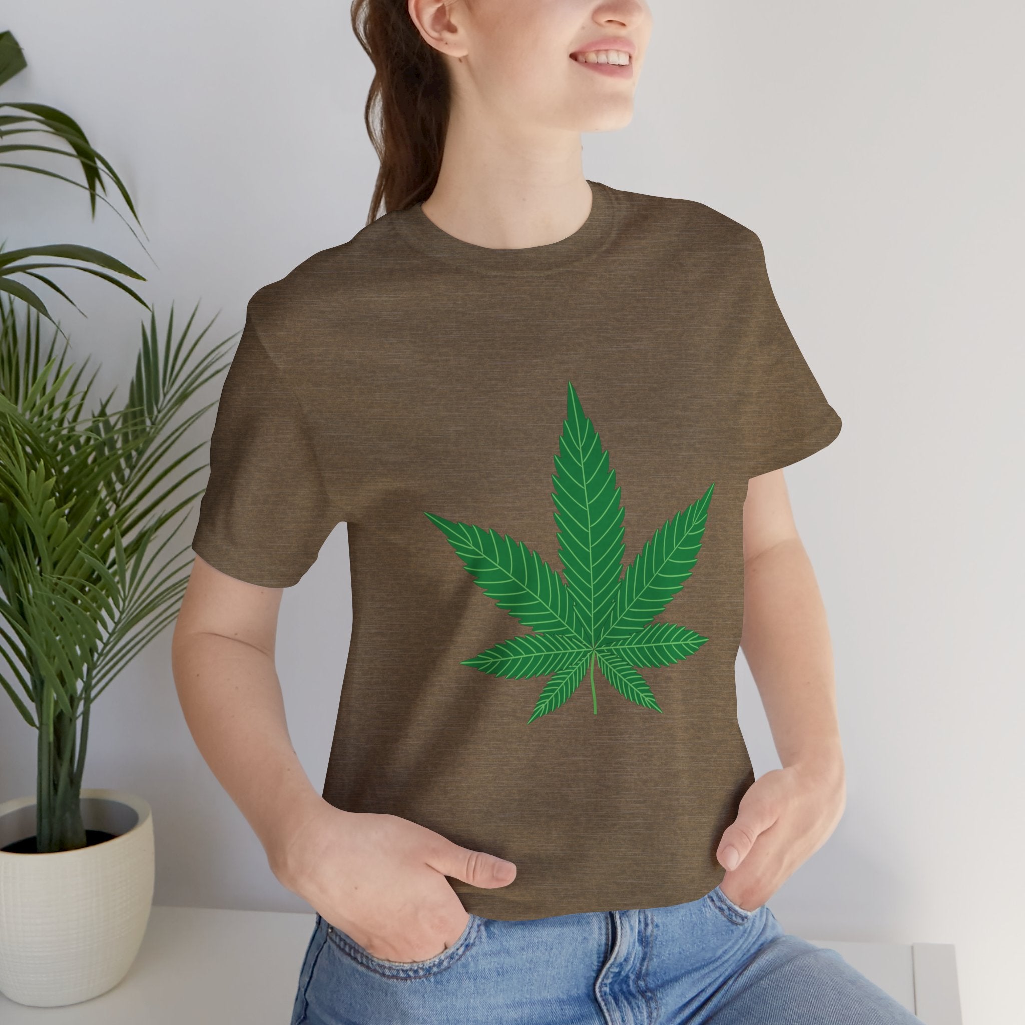 Custom Retro - a - go - go Series Herb Leaf Unisex Jersey Short Sleeve T - Shirt - POPvault