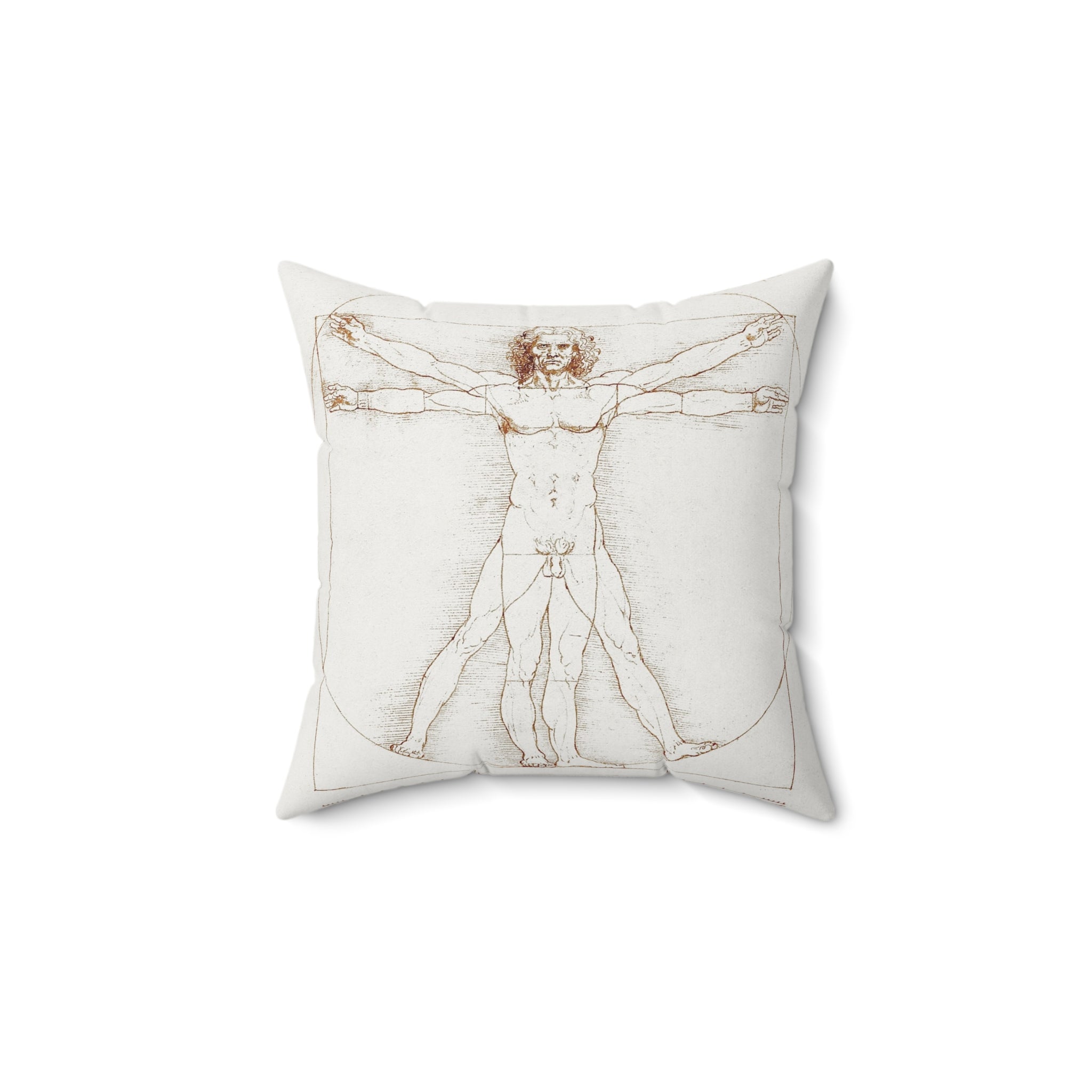 Masters of Art Leonardo da Vinci Vitruvian Man Square Indoor Accent Pillow
