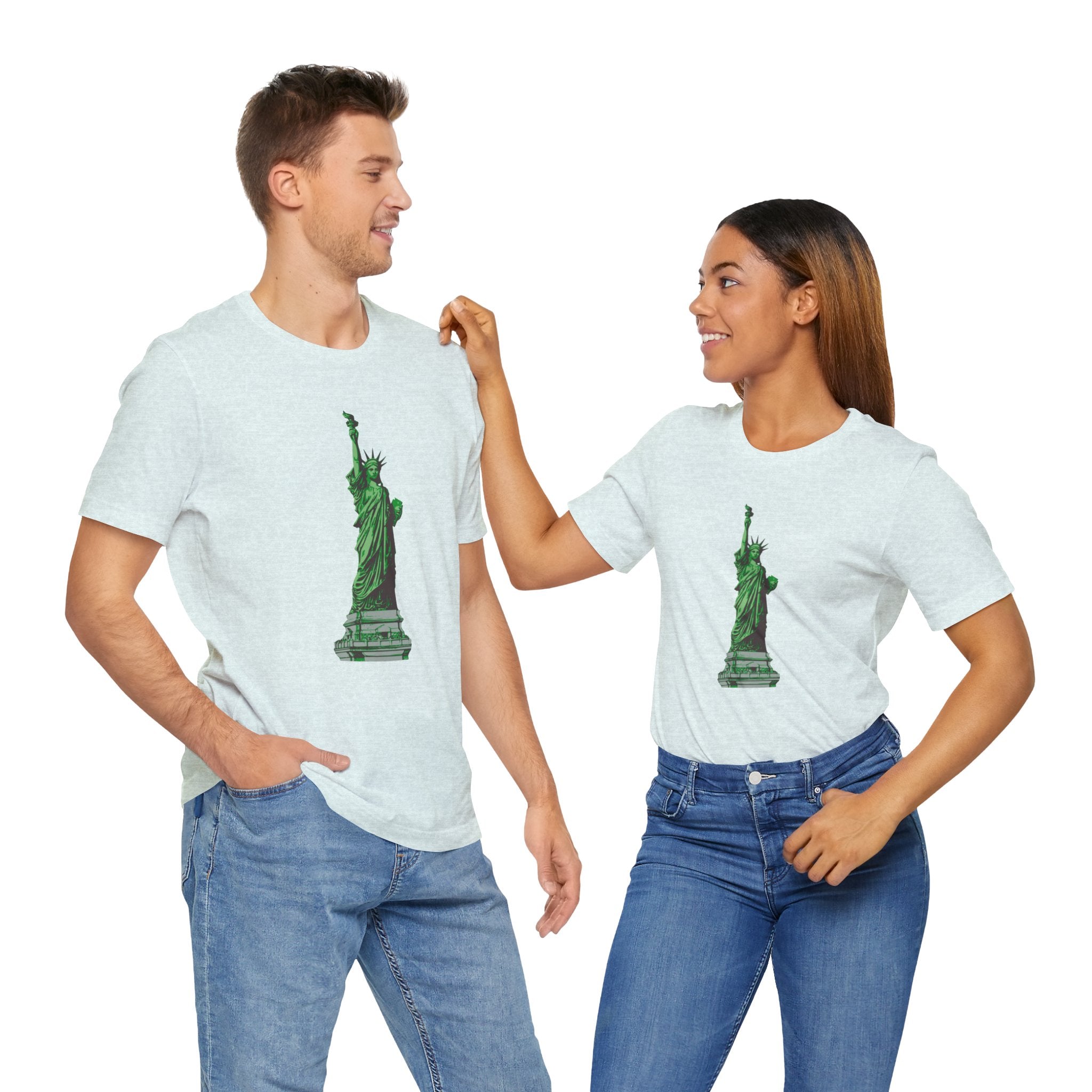 Custom Retro - a - go - go Series Statue of Liberty Unisex Jersey Short Sleeve T - Shirt - POPvault