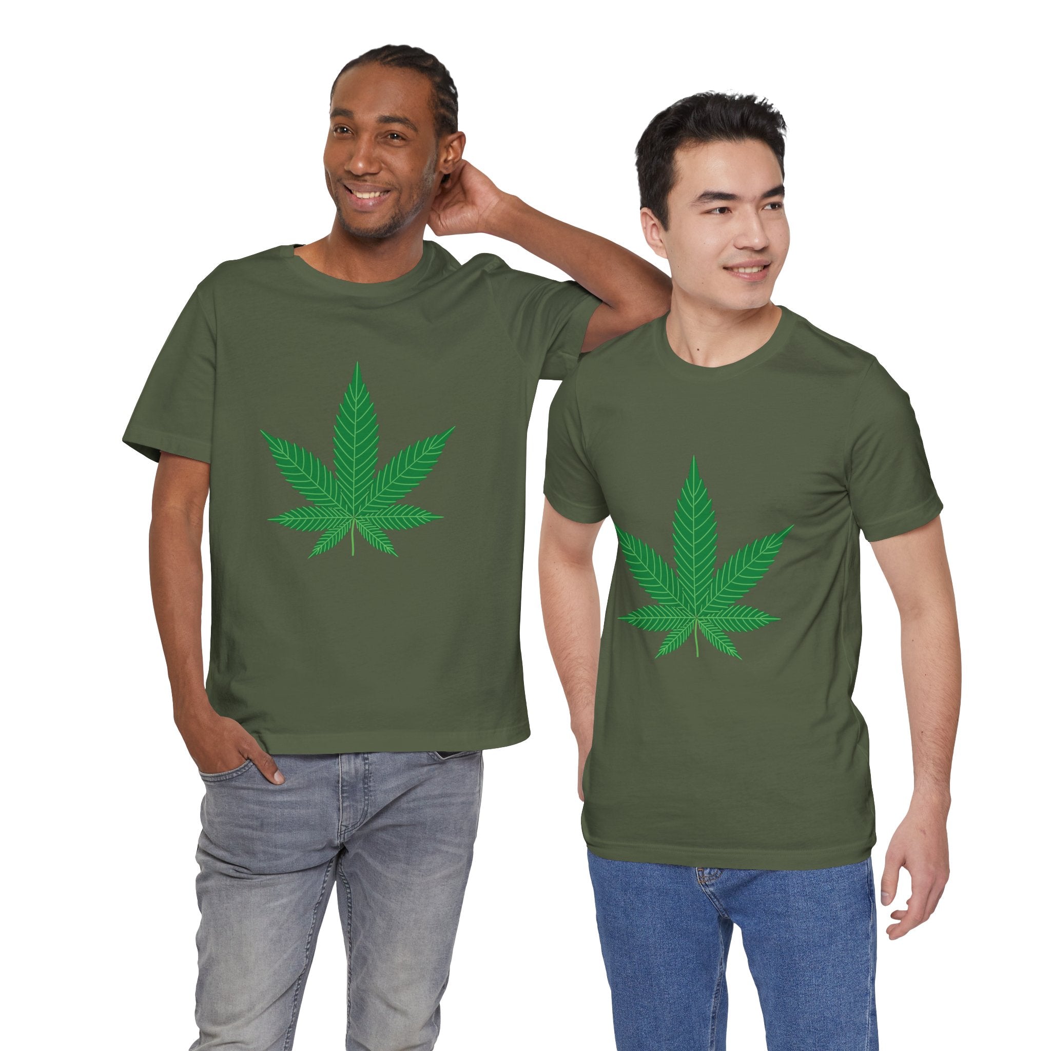 Custom Retro - a - go - go Series Herb Leaf Unisex Jersey Short Sleeve T - Shirt - POPvault