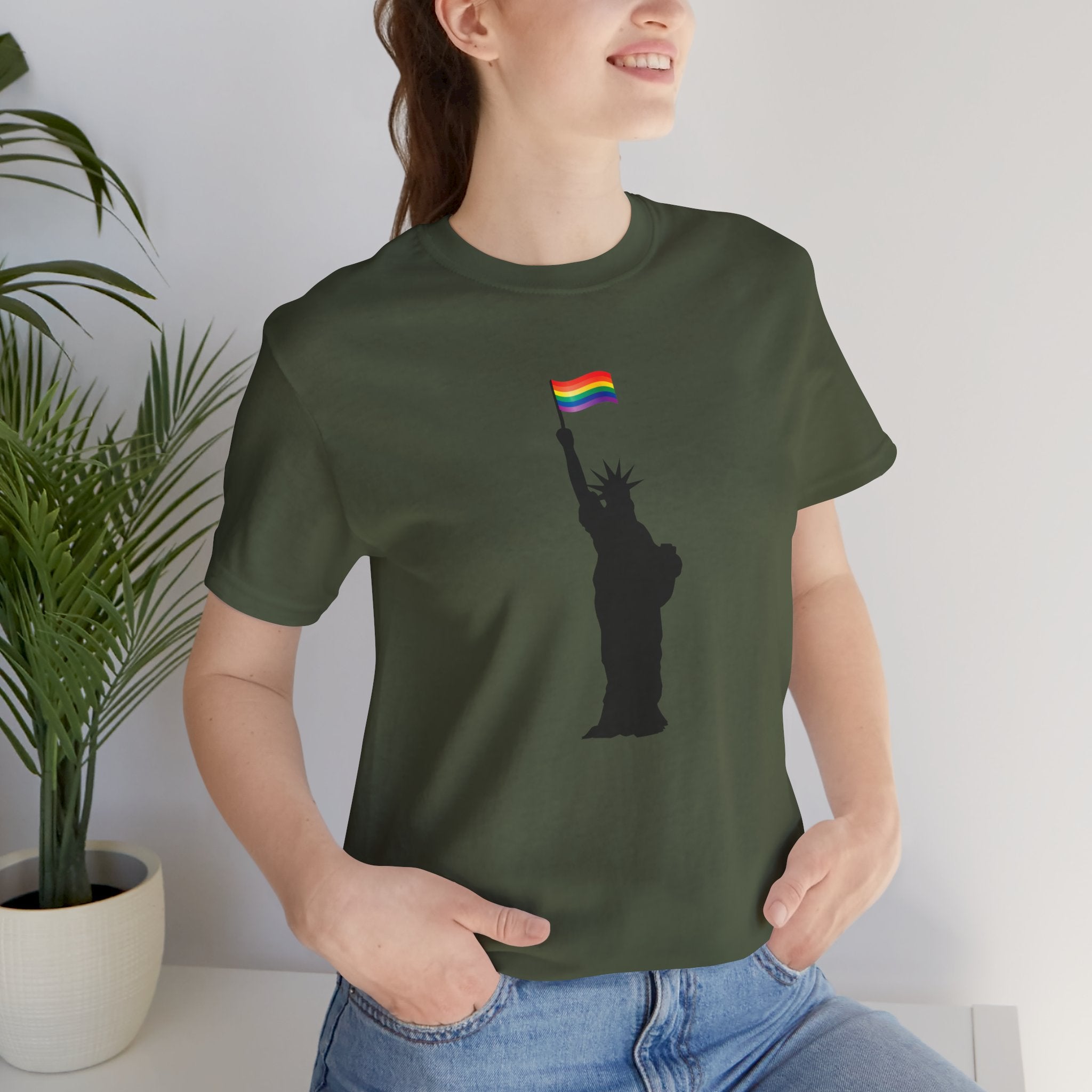 Custom Retro-a-go-go Series Lady Liberty Unisex Jersey Short Sleeve T-Shirt