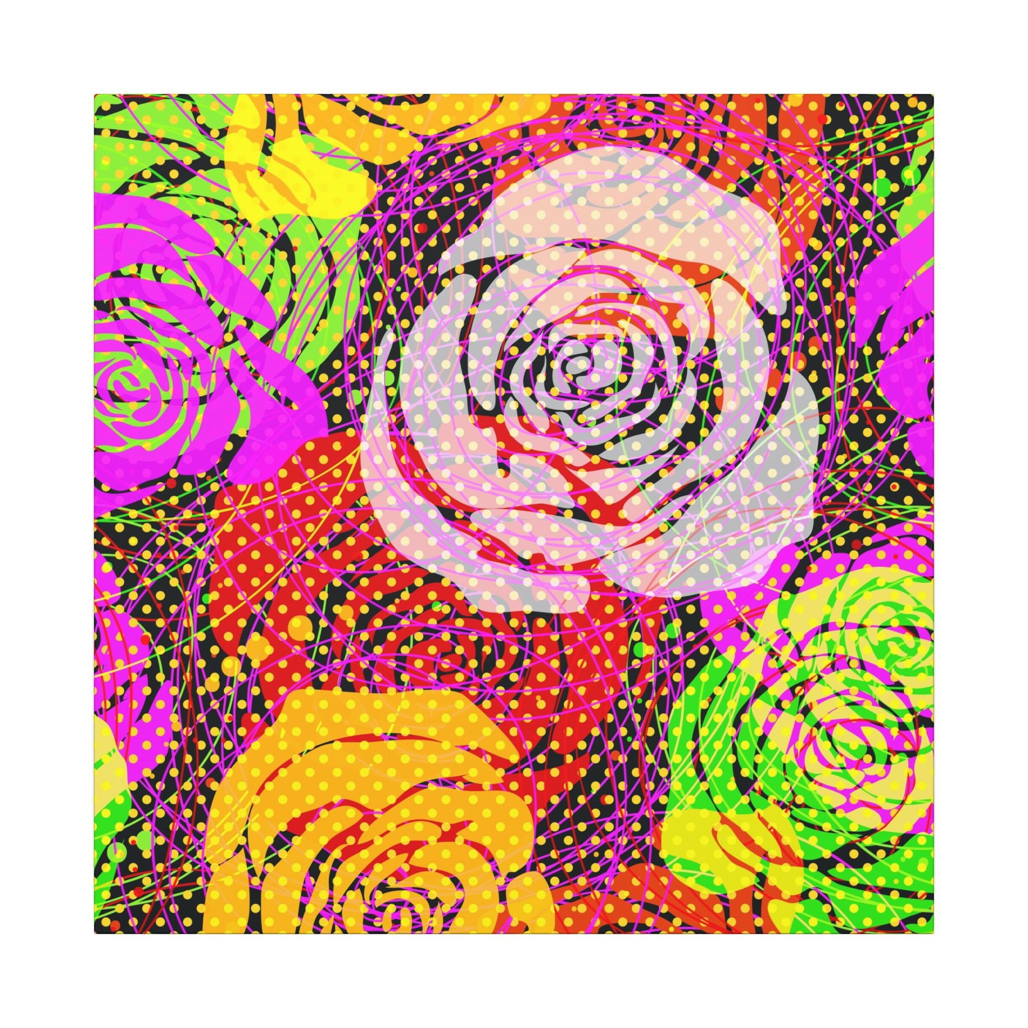 Colorful Pop Art Canvas Print - Rose Garden Unique Wall Decor