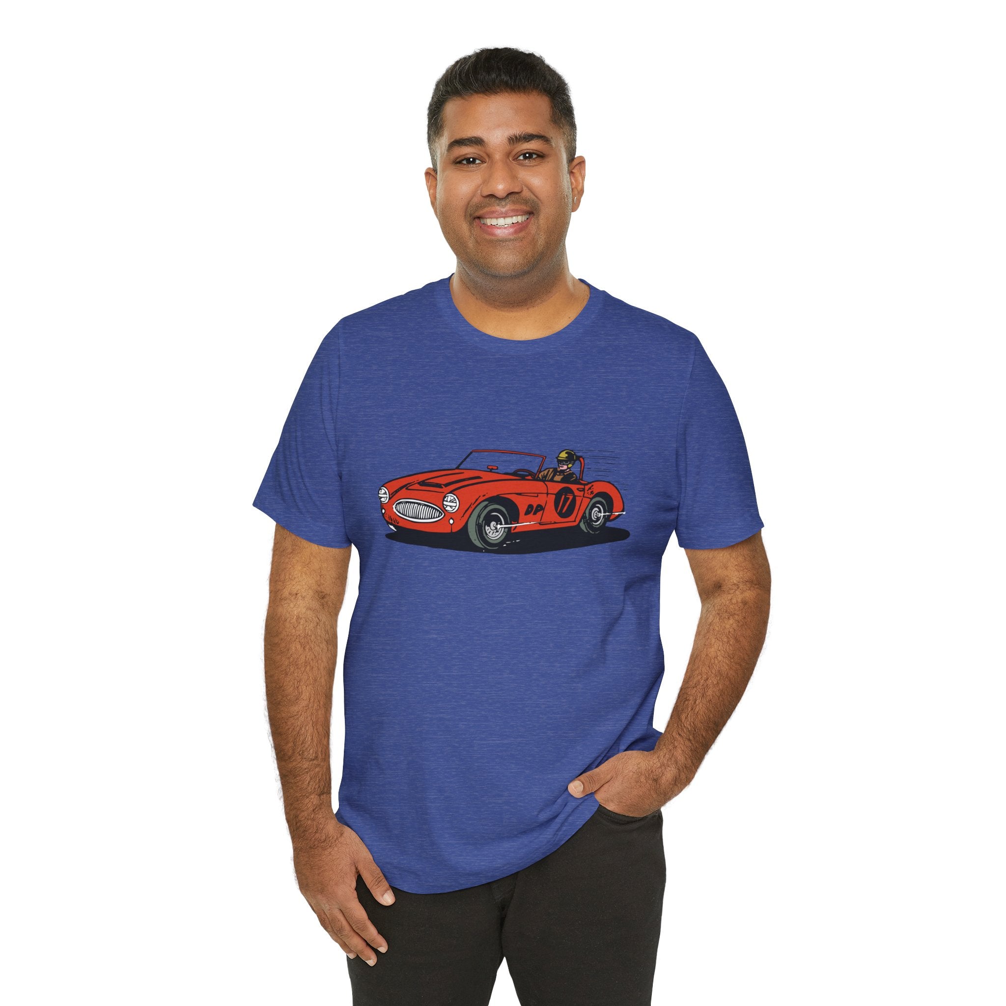 Custom Retro - a - go - go Series Retro Race Car Unisex Jersey Short Sleeve T - Shirt - POPvault