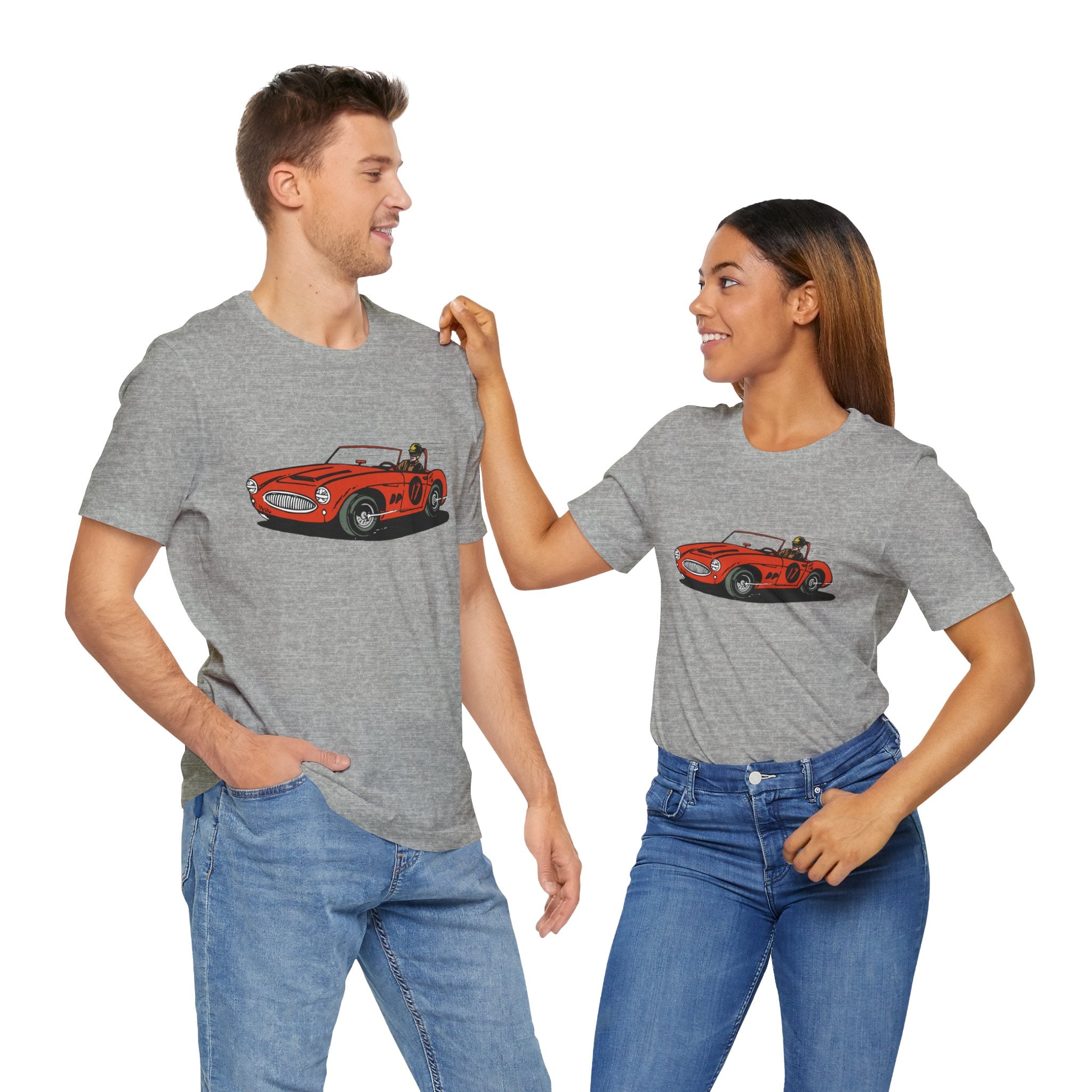 Custom Retro - a - go - go Series Retro Race Car Unisex Jersey Short Sleeve T - Shirt - POPvault