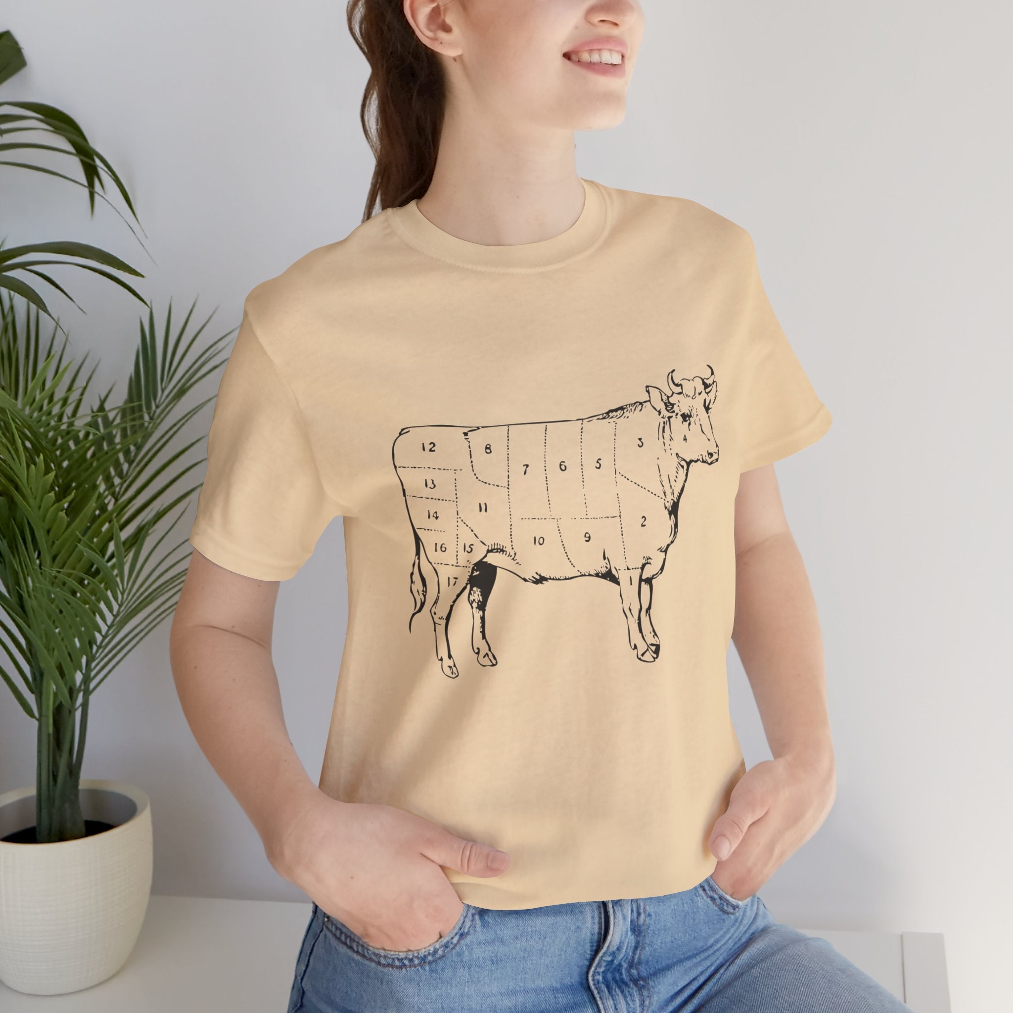 Custom Retro-a-go-go Series Cow Parts Unisex Jersey Short Sleeve T-Shirt