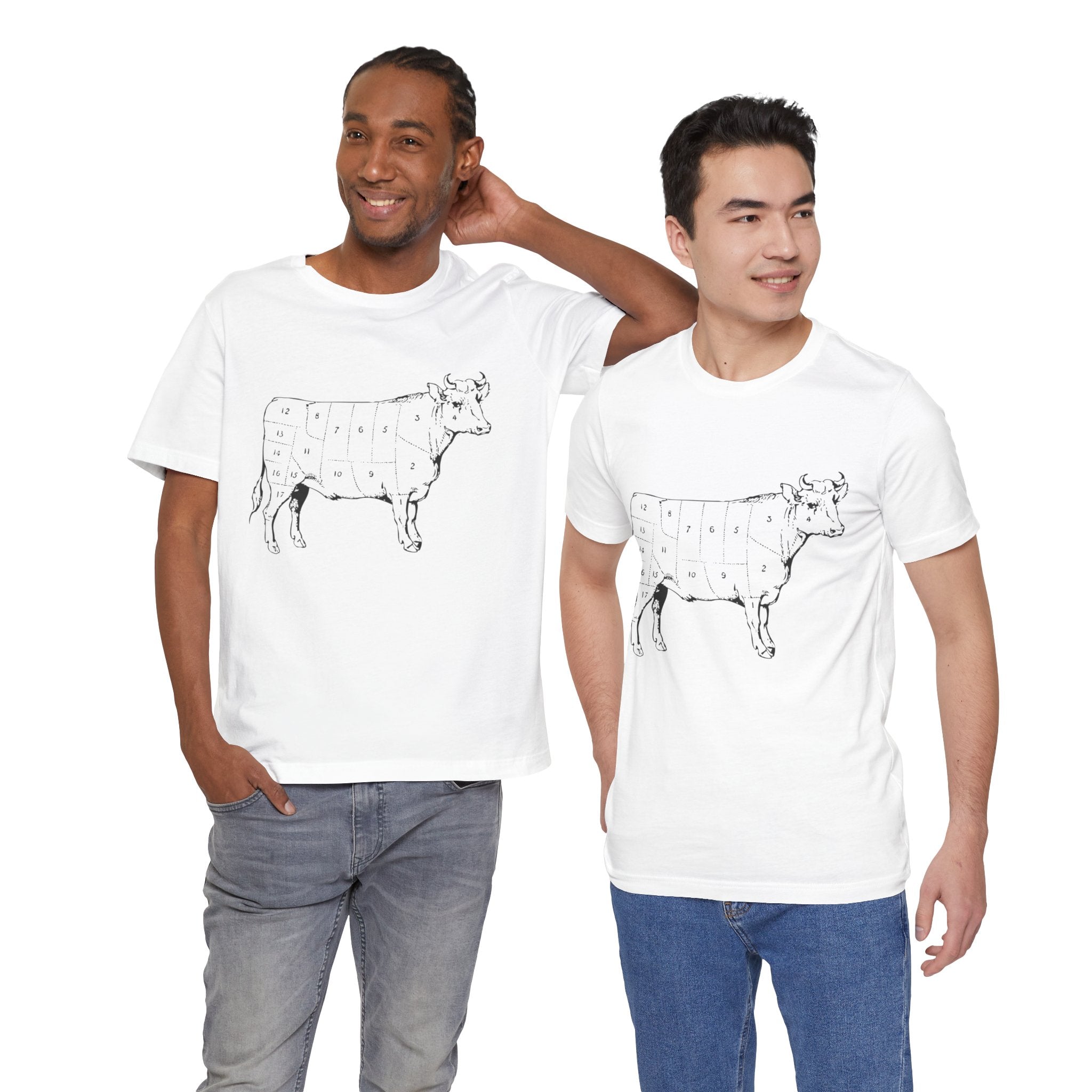 Custom Retro-a-go-go Series Cow Parts Unisex Jersey Short Sleeve T-Shirt - POPvault - 11744179210426021903