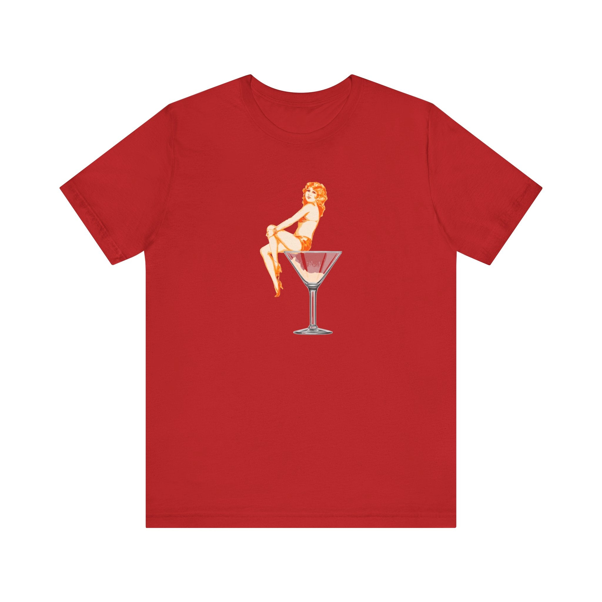 Custom Retro - a - go - go Series Martini Girl Unisex Jersey Short Sleeve T - Shirt - POPvault