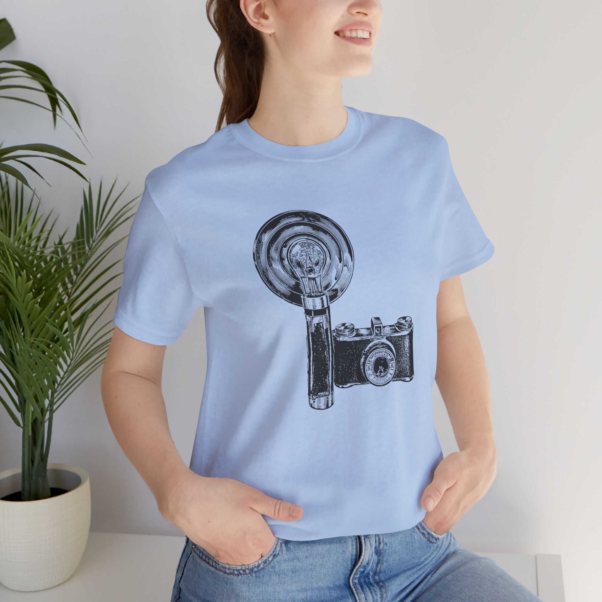 Custom Retro-a-go-go Series Camera & Flash Unisex Jersey Short Sleeve T-Shirt - POPvault - 28696595408701161632