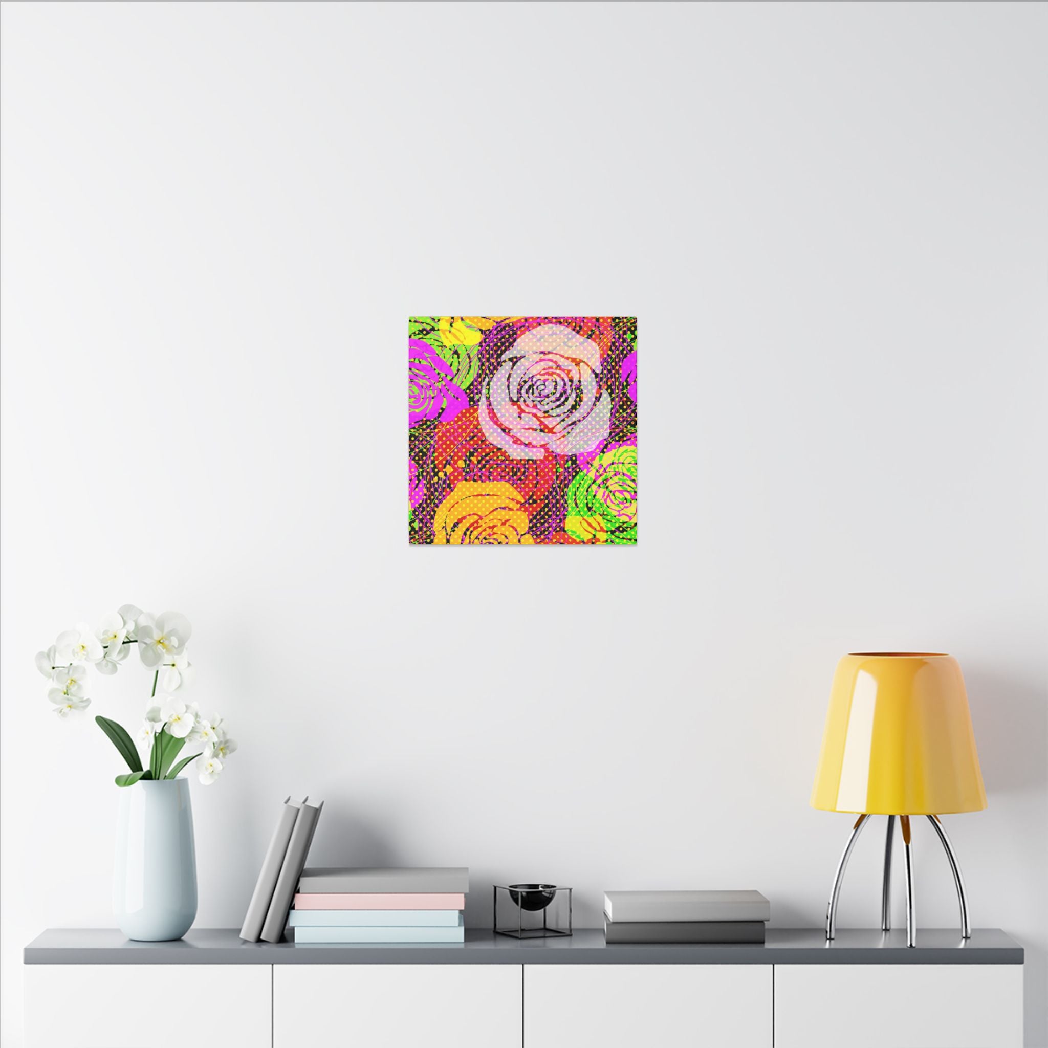 Colorful Pop Art Canvas Print - Rose Garden Unique Wall Decor