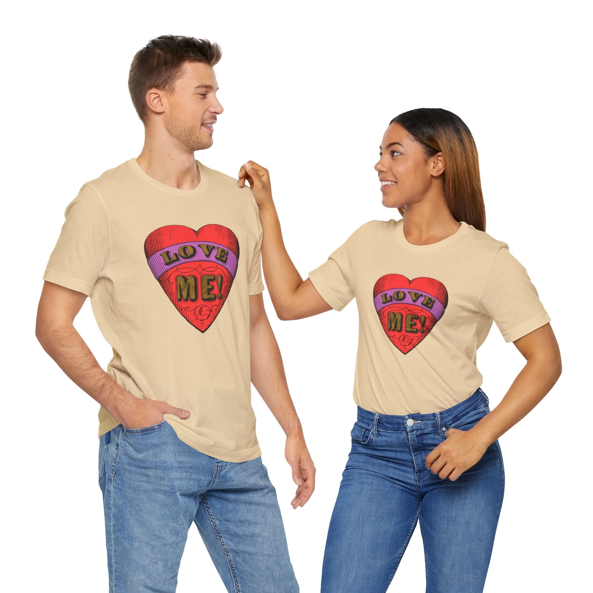 Custom Retro - a - go - go Series Love Me Color Unisex Jersey Short Sleeve T - Shirt - POPvault