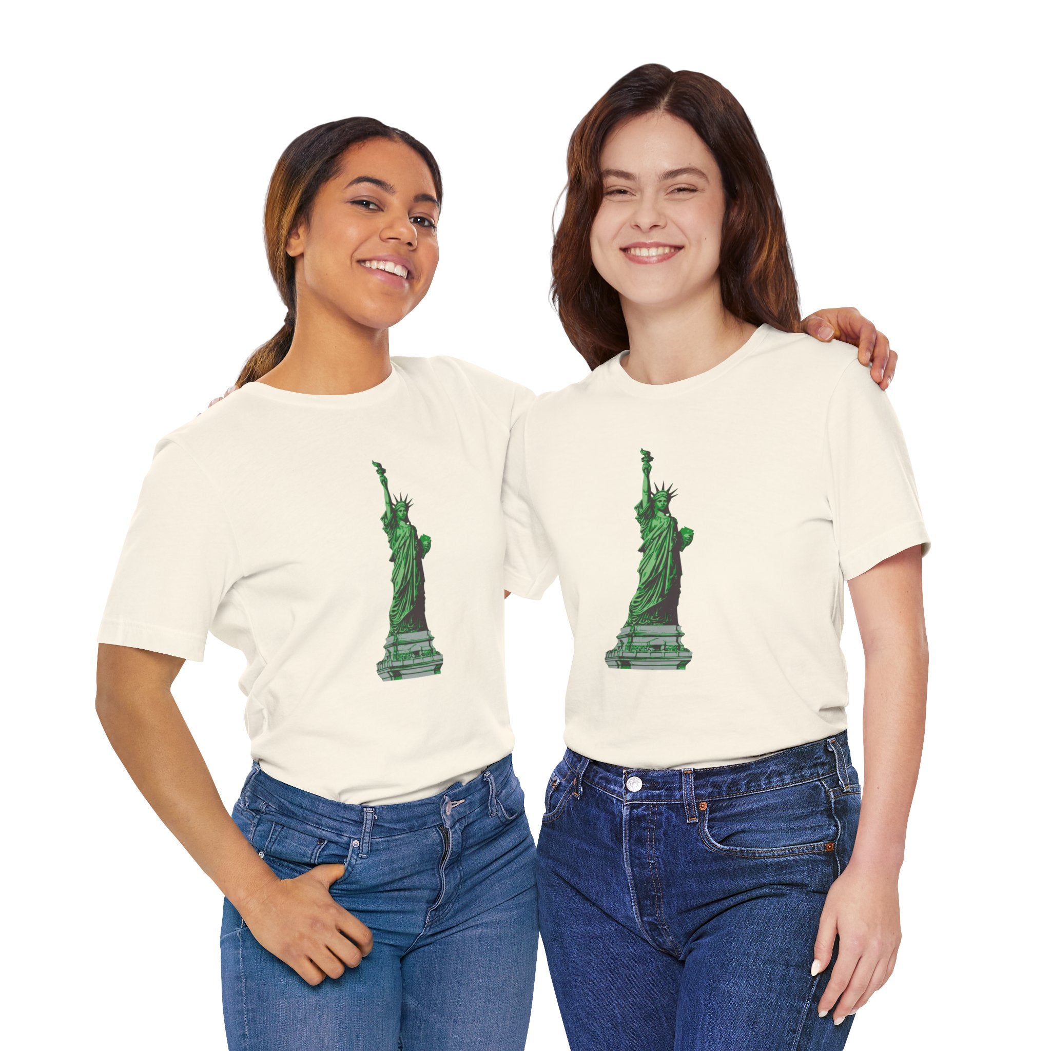 Custom Retro - a - go - go Series Statue of Liberty Unisex Jersey Short Sleeve T - Shirt - POPvault