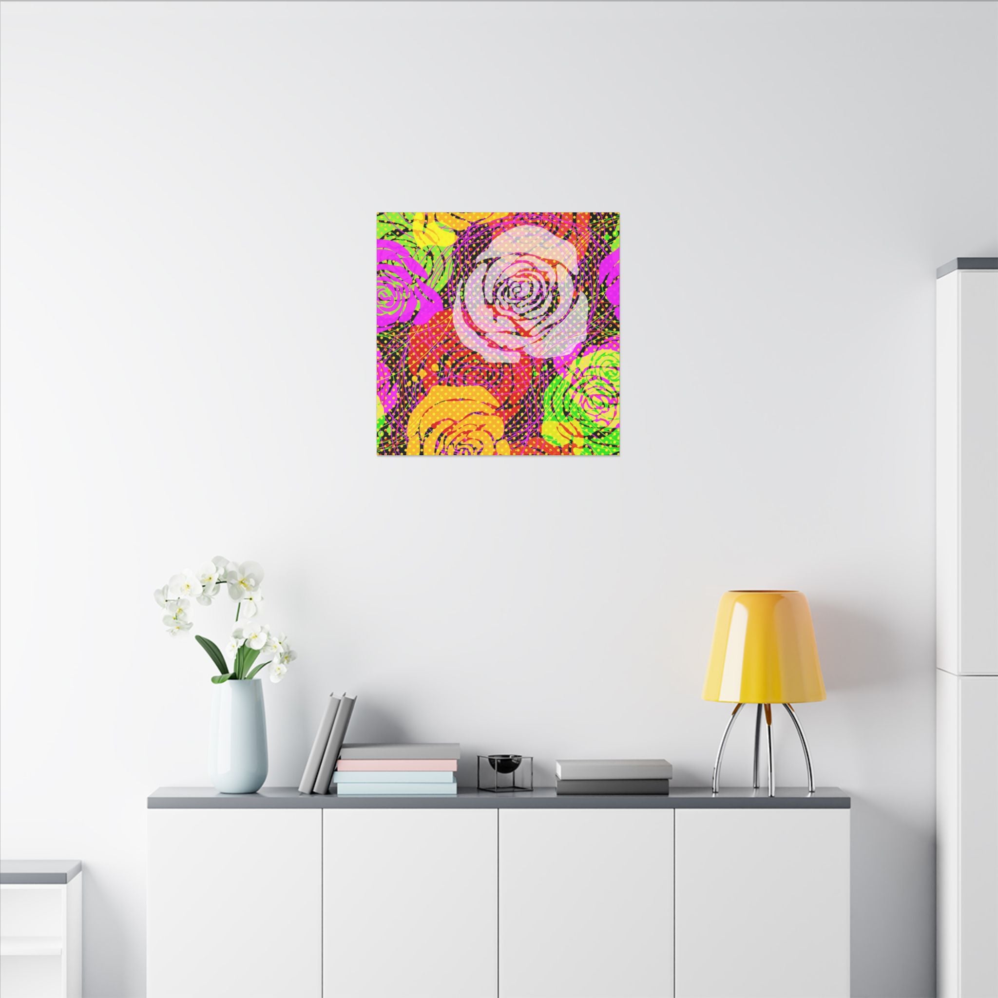 Colorful Pop Art Canvas Print - Rose Garden Unique Wall Decor