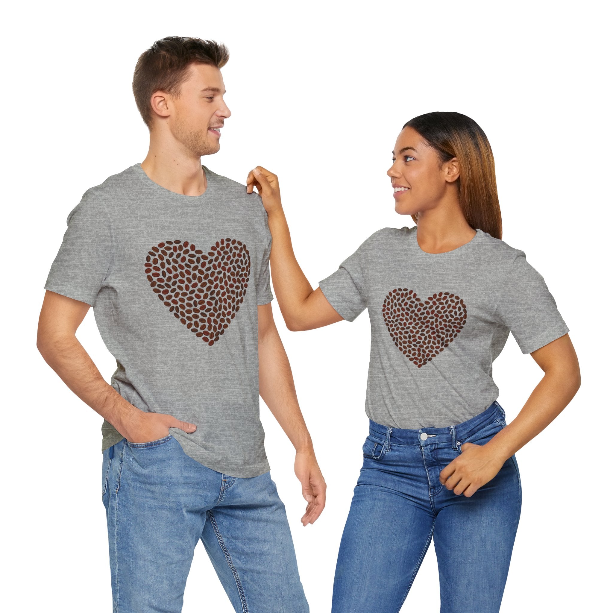 Custom Retro - a - go - go Series Coffee Bean Heart Unisex Jersey Short Sleeve T - Shirt - POPvault