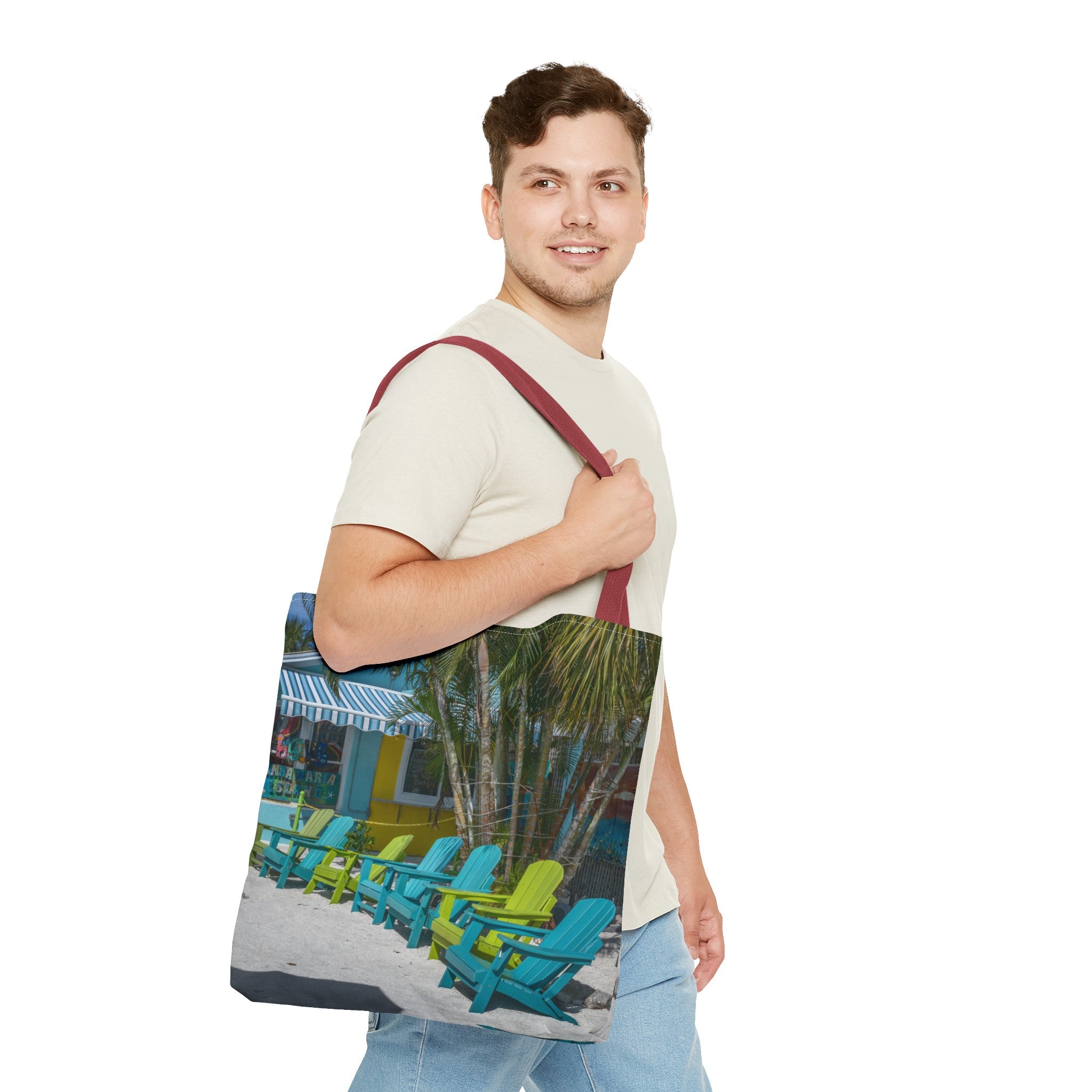 Custom Beach Life Vistas Beach Chairs Tote Bag - POPvault