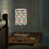 Mid-Century Retro Table Lamp — Flamingoes and Pineapples Geometric Shade (US/CA Plug)