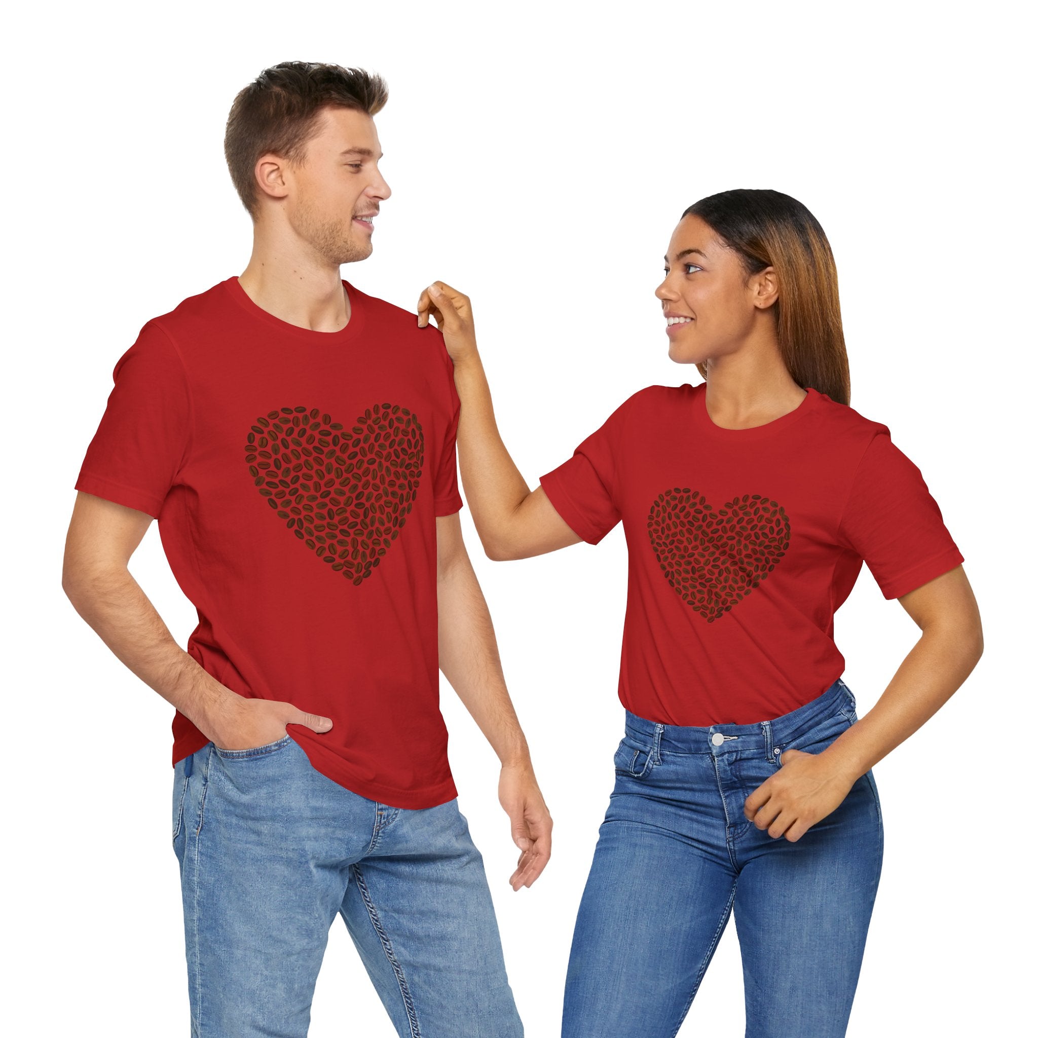 Custom Retro - a - go - go Series Coffee Bean Heart Unisex Jersey Short Sleeve T - Shirt - POPvault