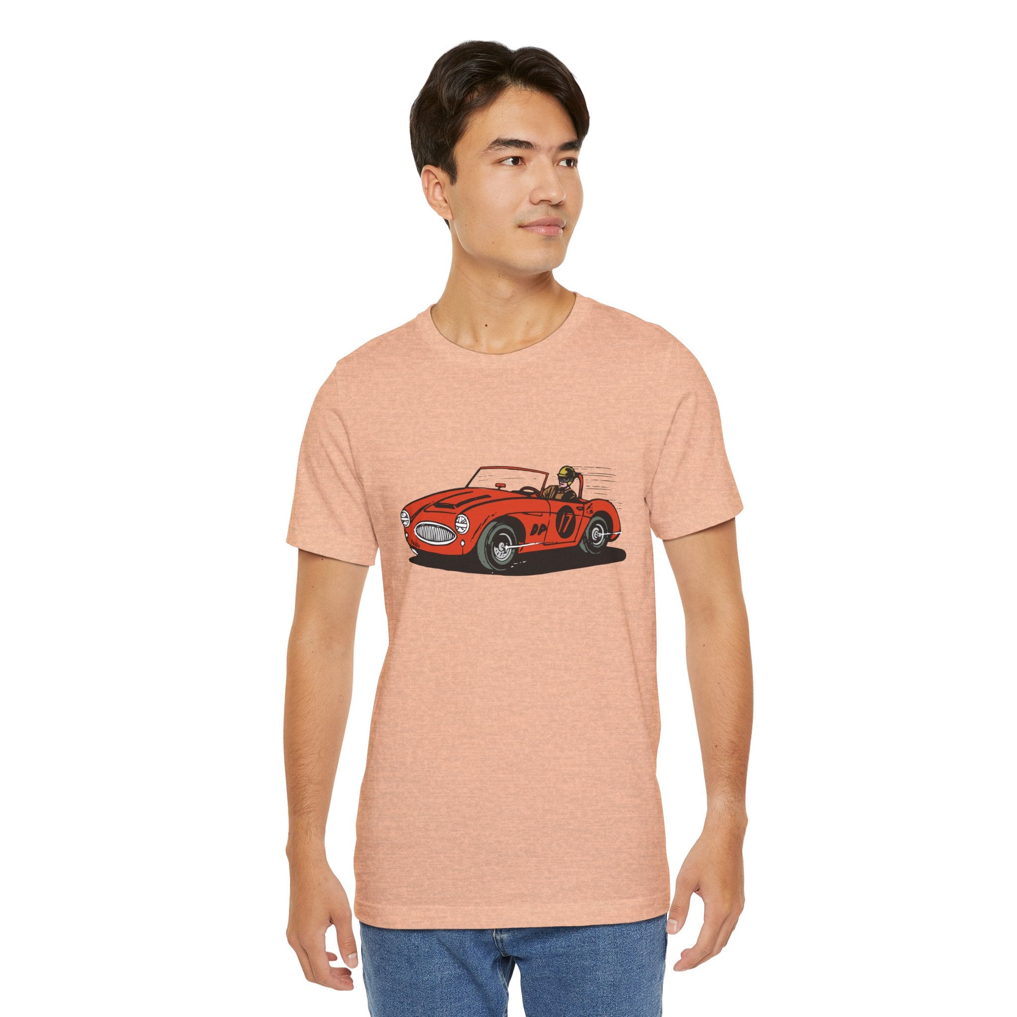 Custom Retro - a - go - go Series Retro Race Car Unisex Jersey Short Sleeve T - Shirt - POPvault