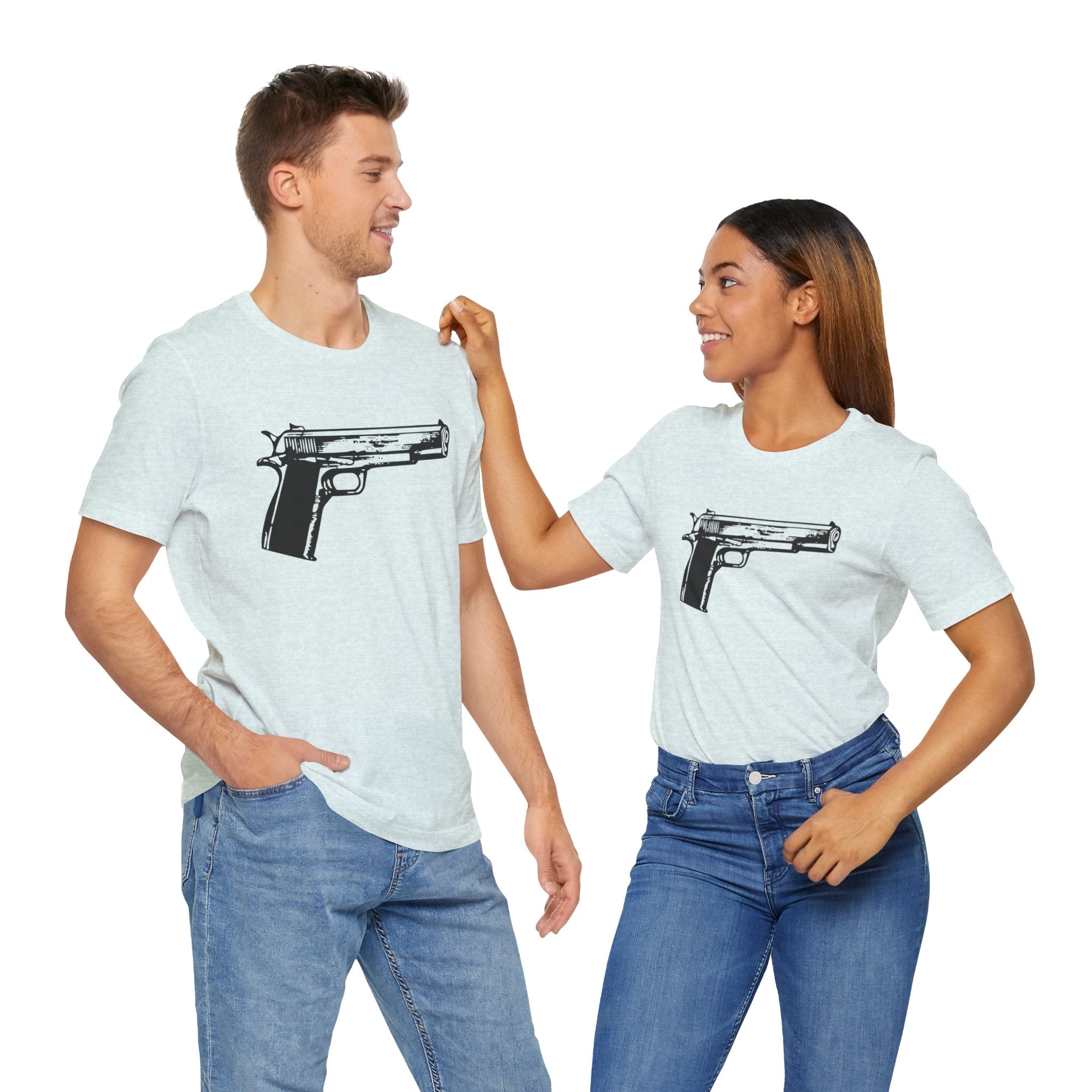 Custom Retro - a - go - go Series Handgun Unisex Jersey Short Sleeve T - Shirt - POPvault