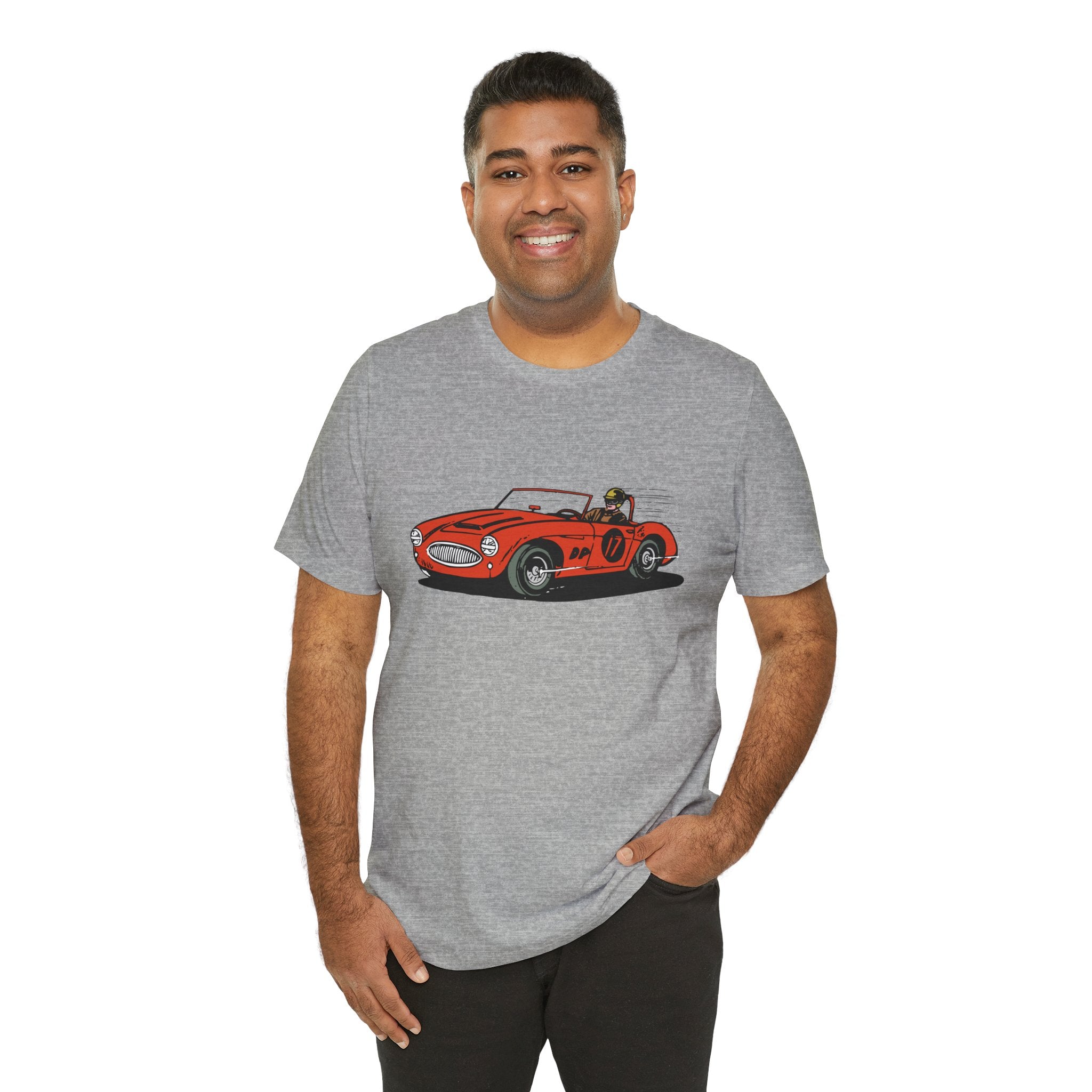 Custom Retro - a - go - go Series Retro Race Car Unisex Jersey Short Sleeve T - Shirt - POPvault