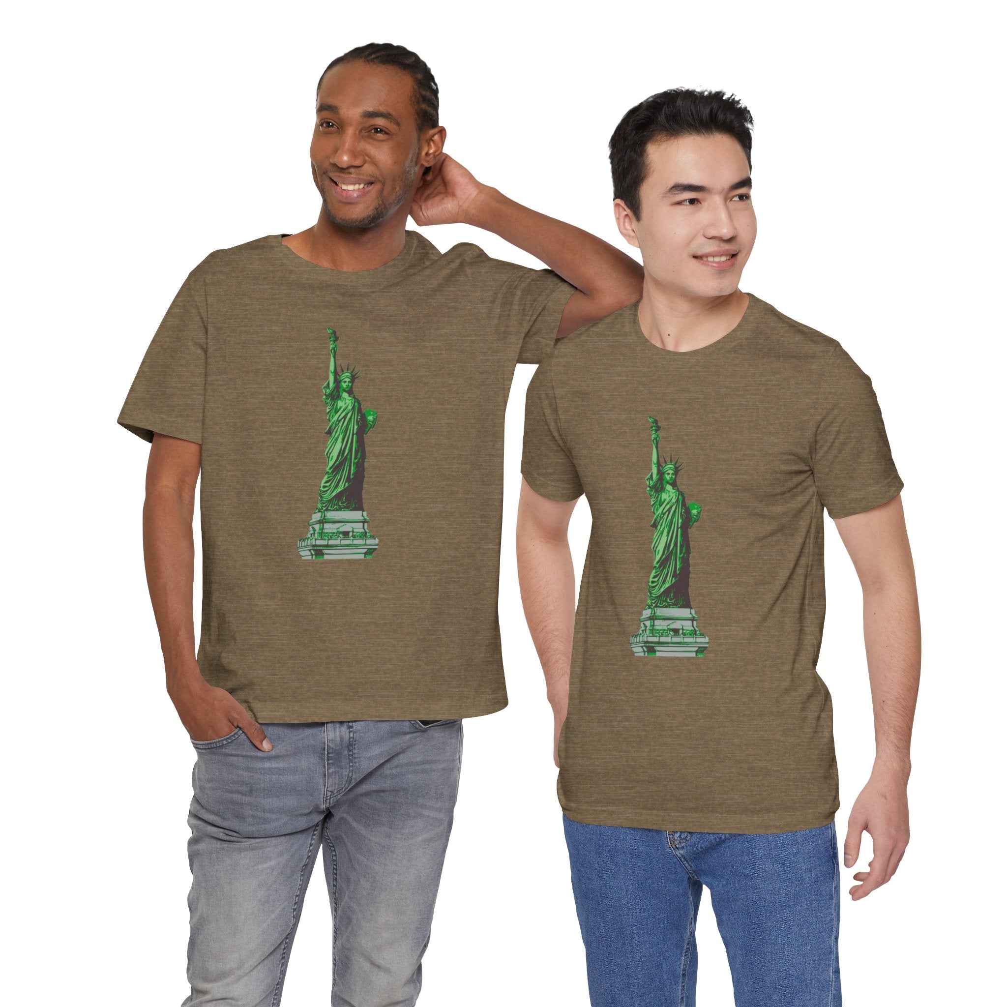 Custom Retro - a - go - go Series Statue of Liberty Unisex Jersey Short Sleeve T - Shirt - POPvault