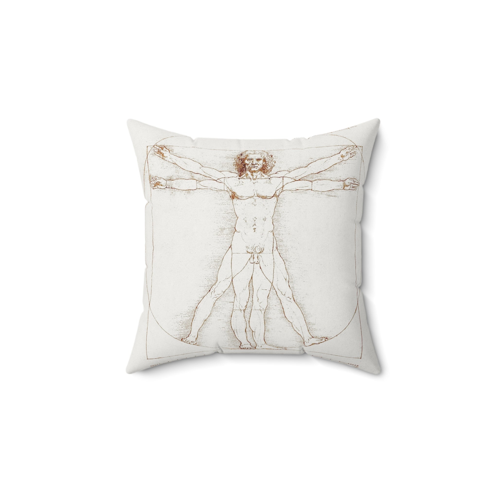 Masters of Art Leonardo da Vinci Vitruvian Man Square Indoor Accent Pillow
