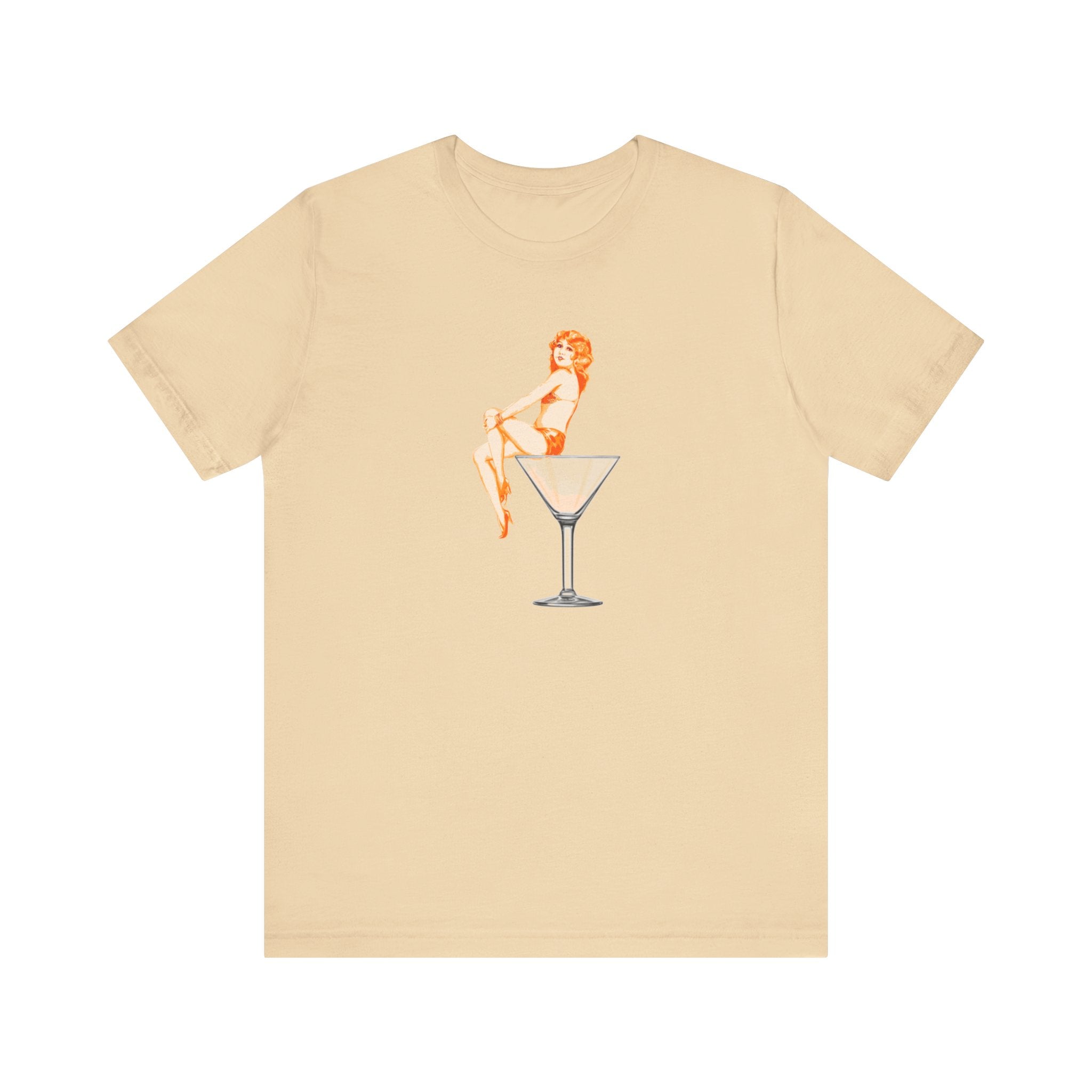 Custom Retro - a - go - go Series Martini Girl Unisex Jersey Short Sleeve T - Shirt - POPvault