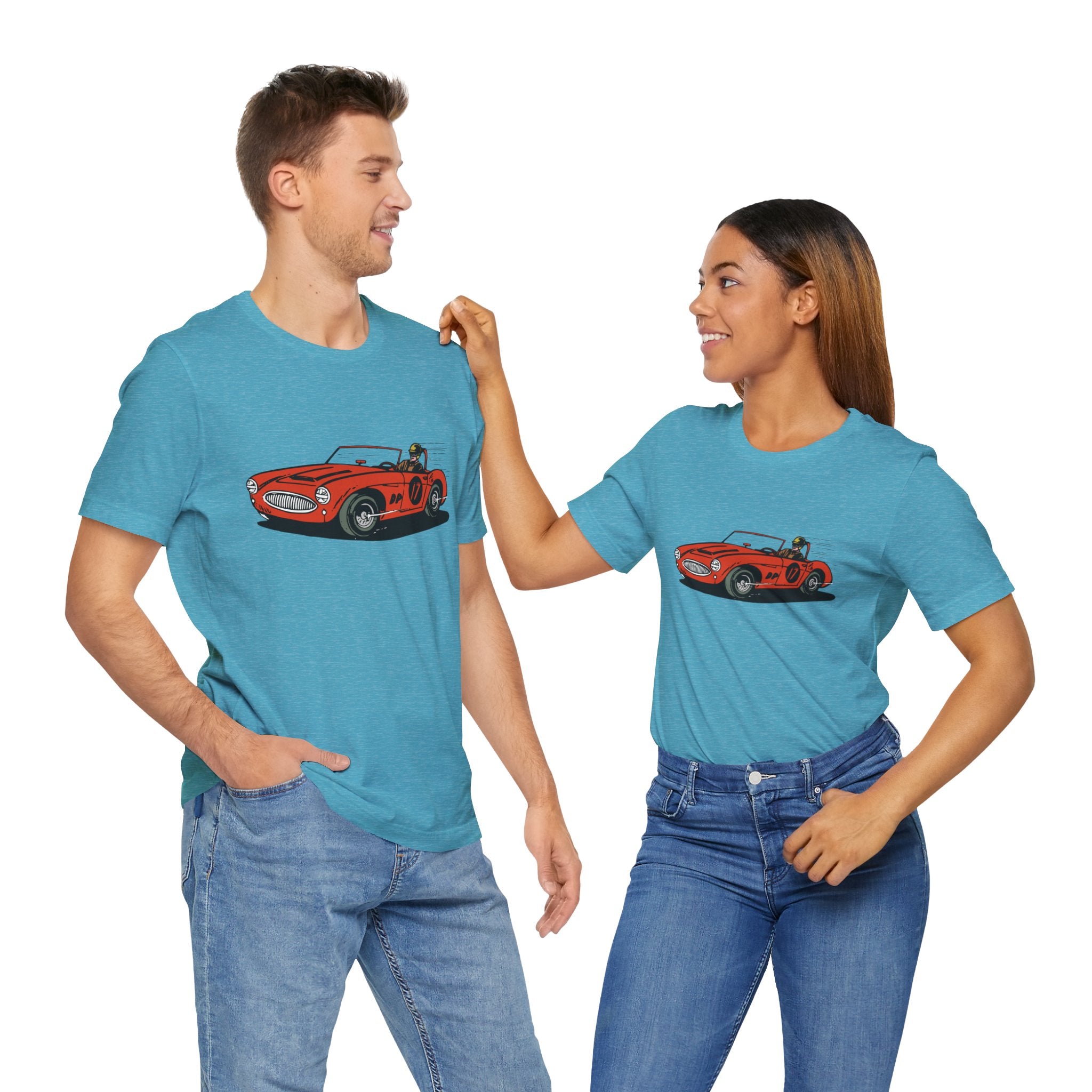 Custom Retro - a - go - go Series Retro Race Car Unisex Jersey Short Sleeve T - Shirt - POPvault