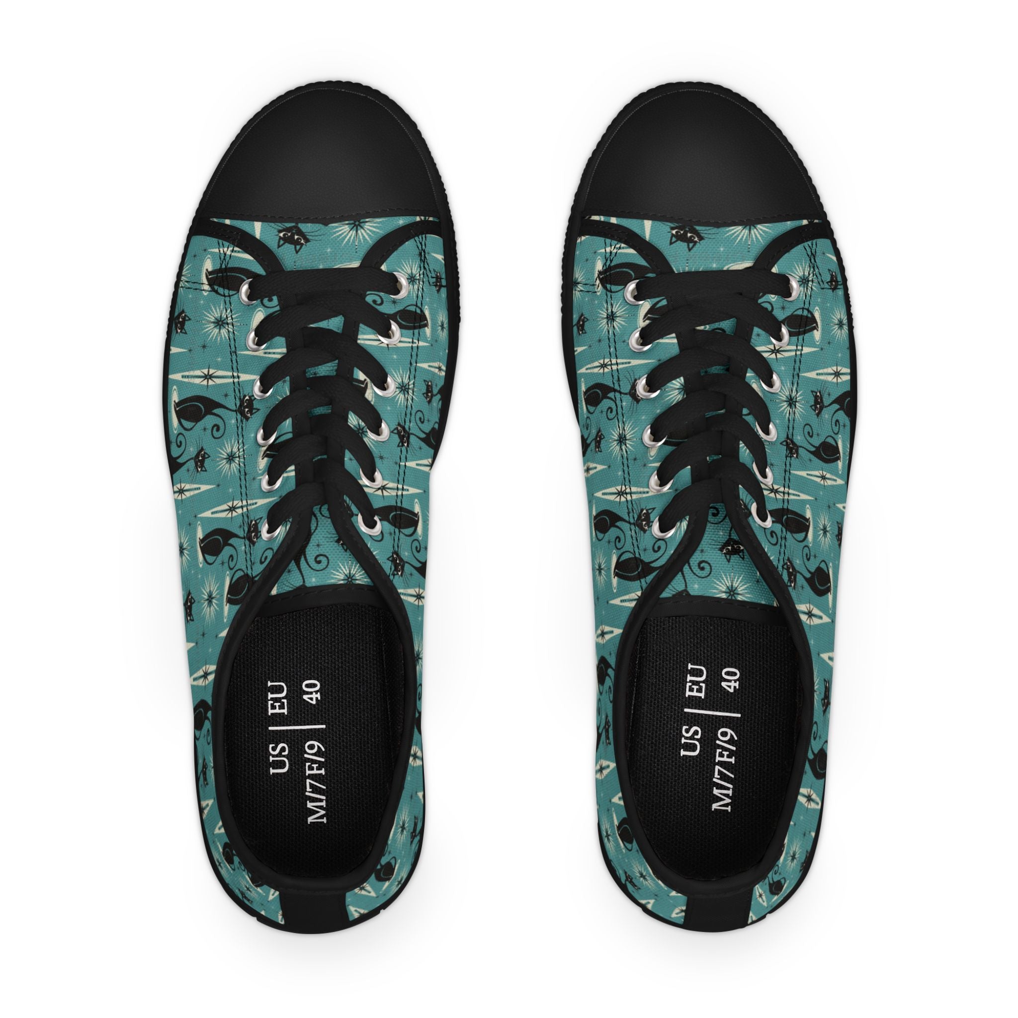 Mid-Century Retro Coolest Kitty Cats Low Top Women's Casual Canvas Sneakers