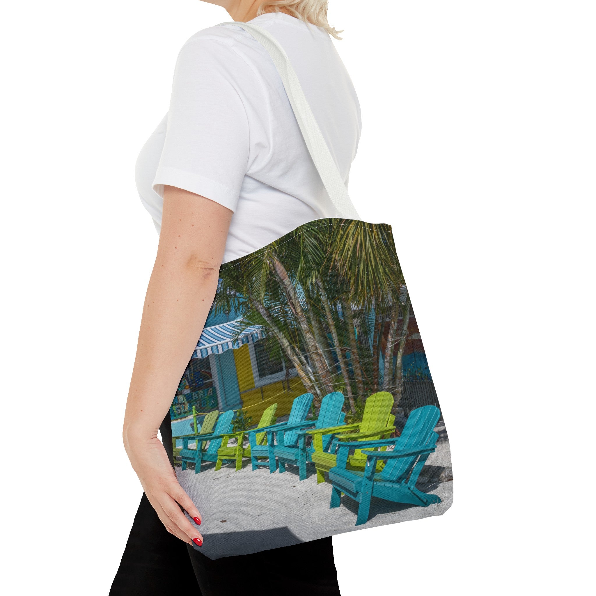 Custom Beach Life Vistas Beach Chairs Tote Bag - POPvault