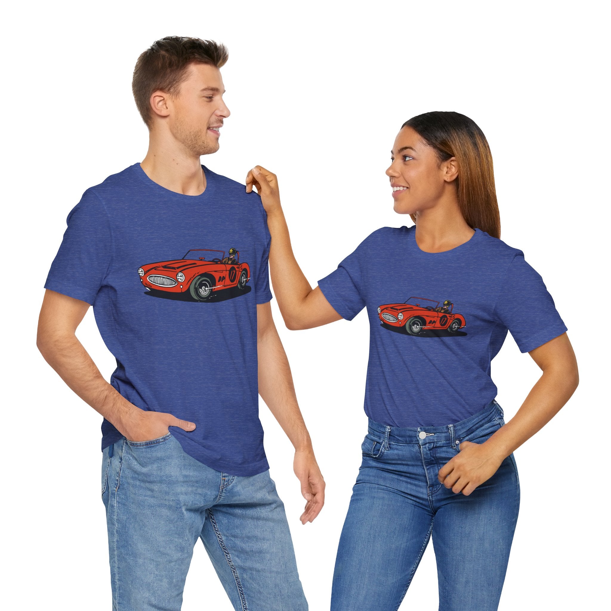 Custom Retro - a - go - go Series Retro Race Car Unisex Jersey Short Sleeve T - Shirt - POPvault