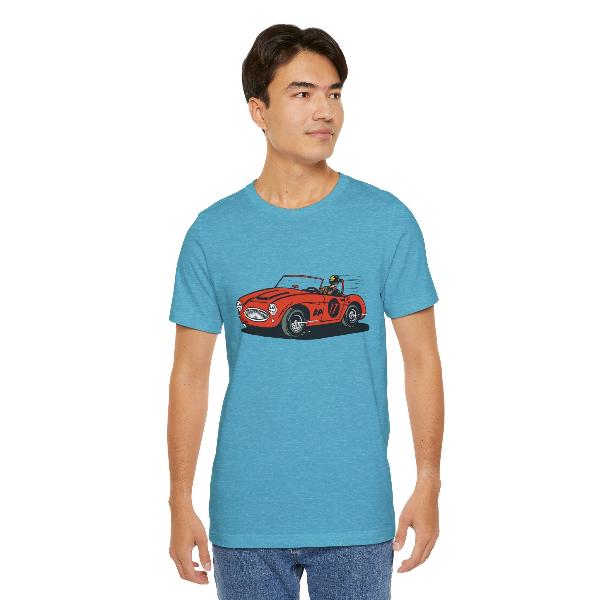 Custom Retro - a - go - go Series Retro Race Car Unisex Jersey Short Sleeve T - Shirt - POPvault