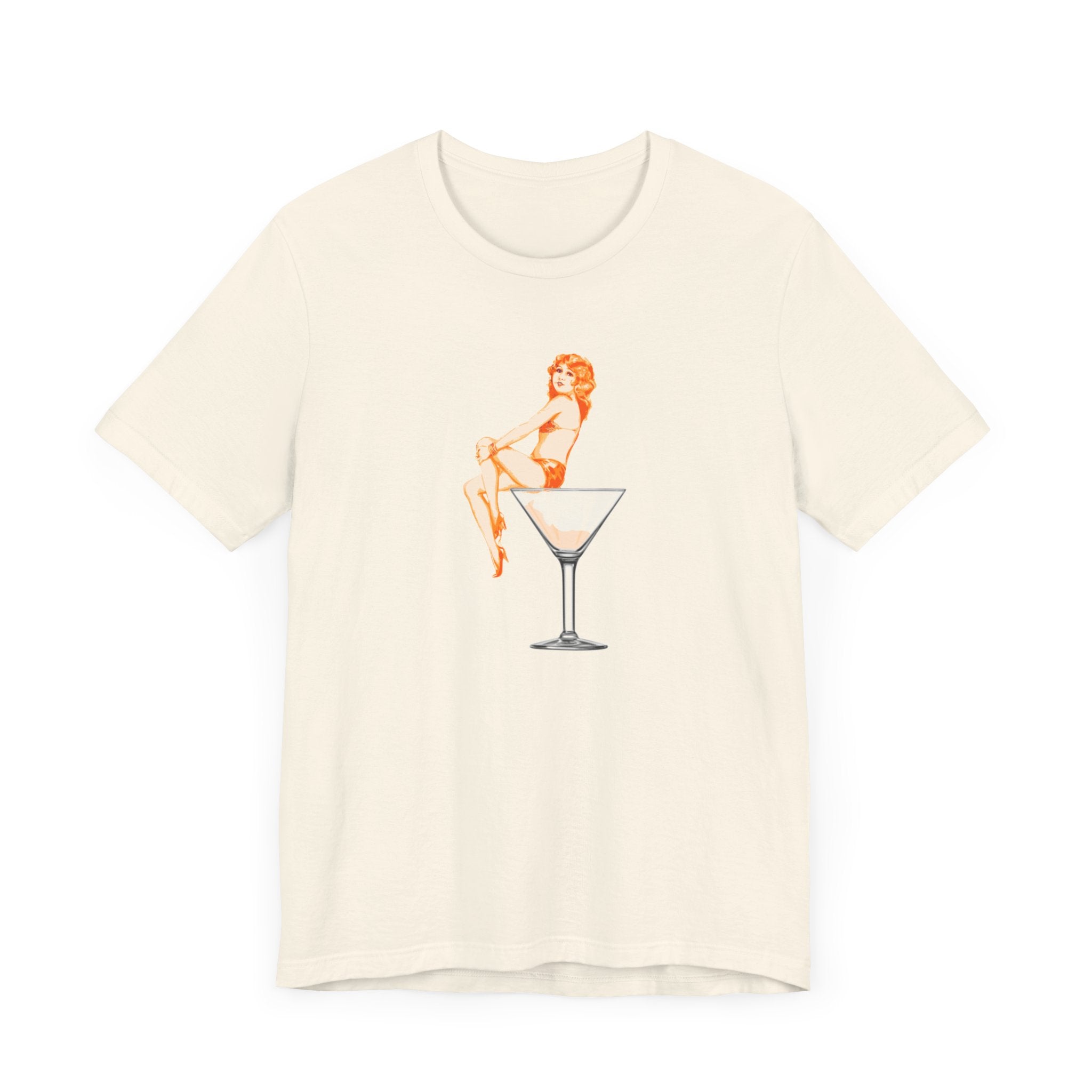 Custom Retro - a - go - go Series Martini Girl Unisex Jersey Short Sleeve T - Shirt - POPvault