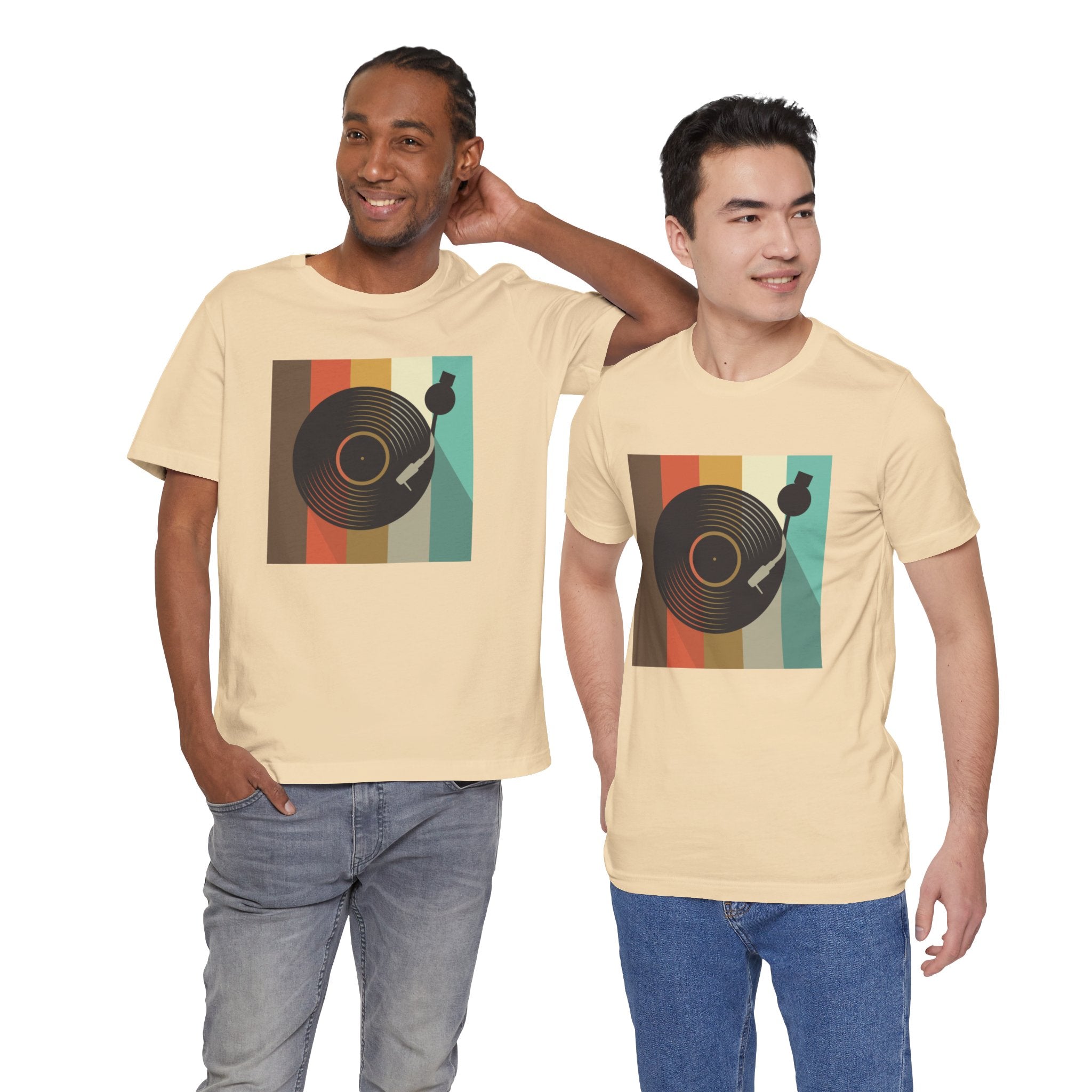 Custom Retro-a-go-go Series Record Color Graphic Unisex Jersey Short Sleeve T-Shirt
