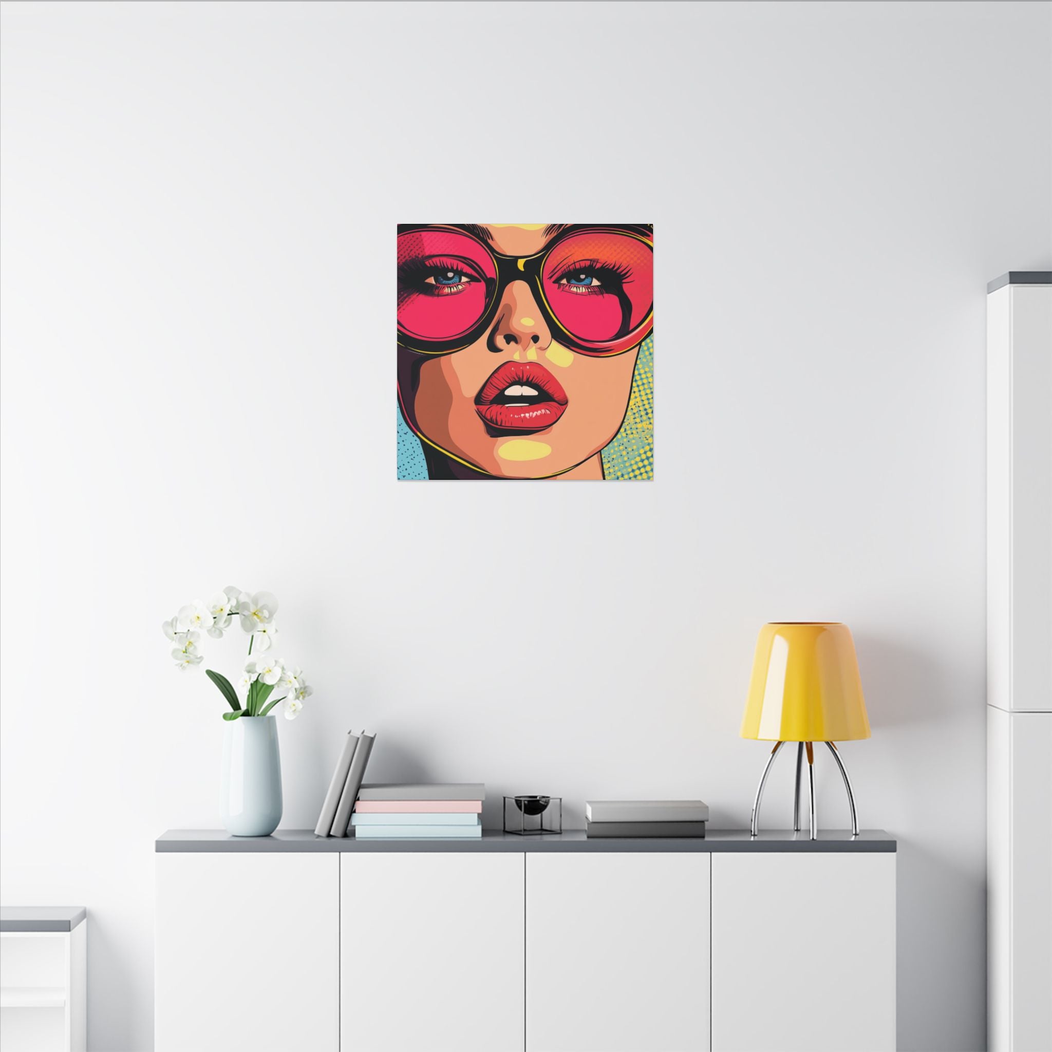 Colorful Pop Art Canvas Print - Woman In Sunglasses Unique Wall Decor