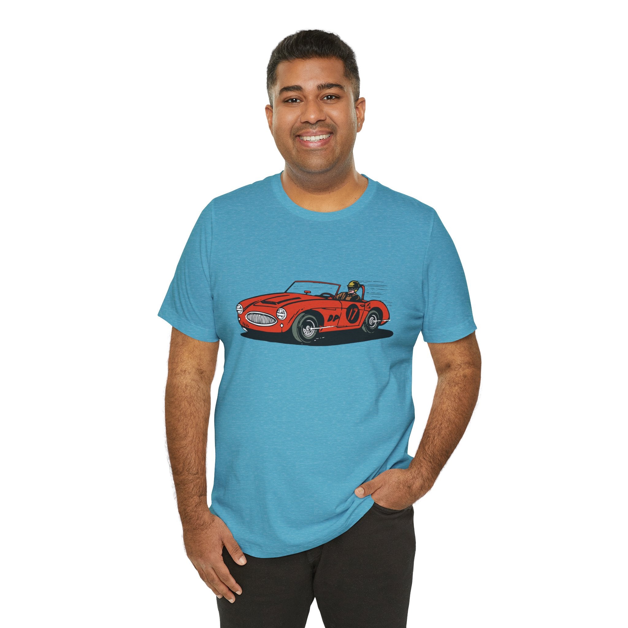 Custom Retro - a - go - go Series Retro Race Car Unisex Jersey Short Sleeve T - Shirt - POPvault