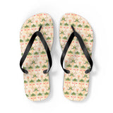Mid-Century Retro Tropical Palms And Flamingos Flip-Flops