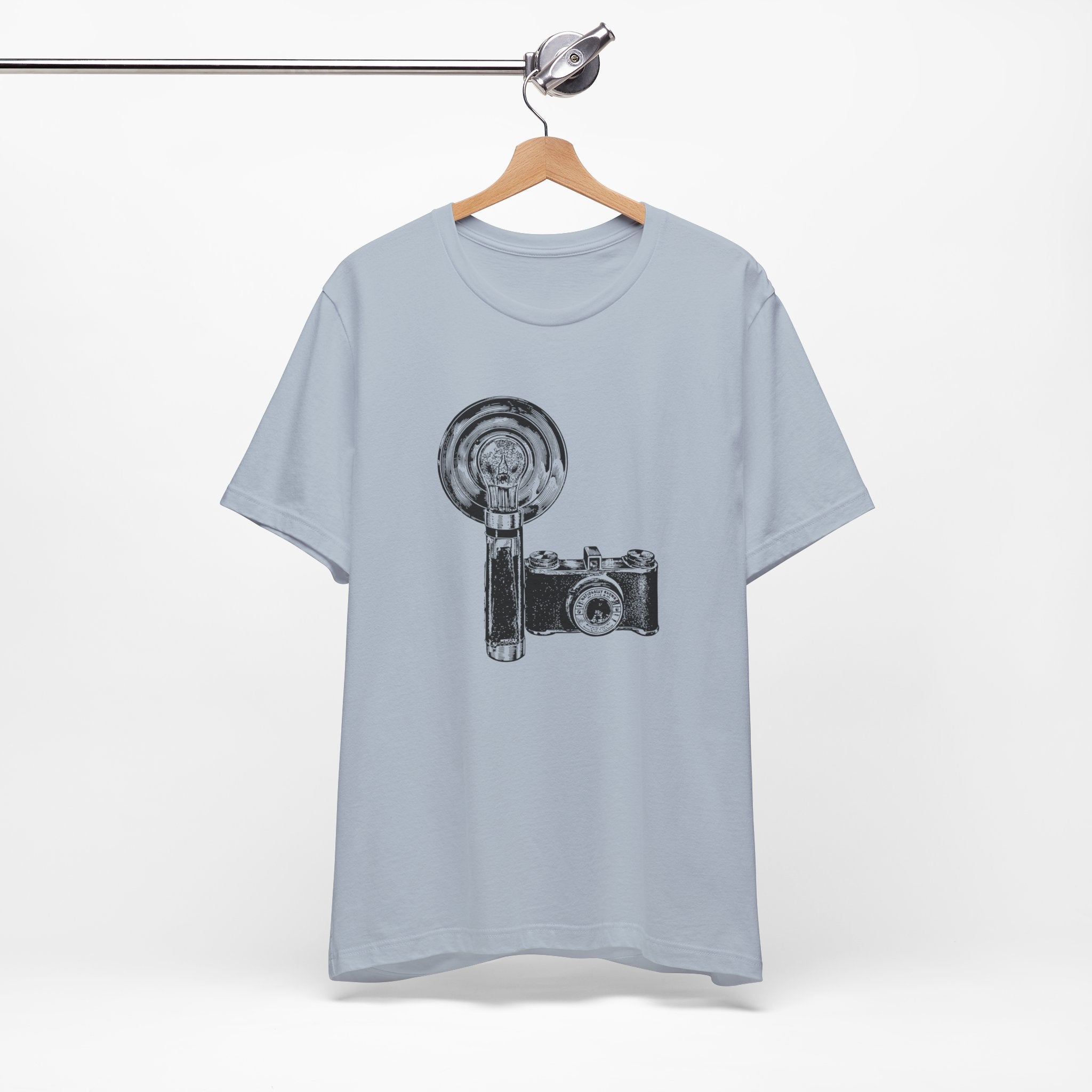 Custom Retro - a - go - go Series Camera & Flash Unisex Jersey Short Sleeve T - Shirt - POPvault