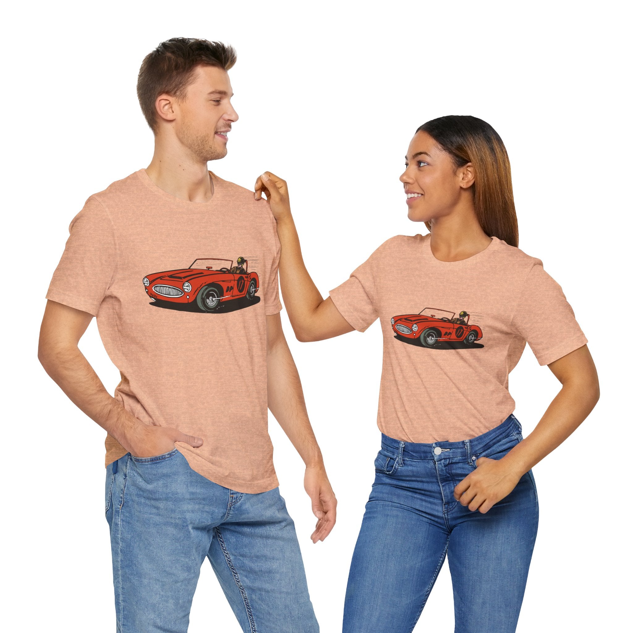 Custom Retro - a - go - go Series Retro Race Car Unisex Jersey Short Sleeve T - Shirt - POPvault