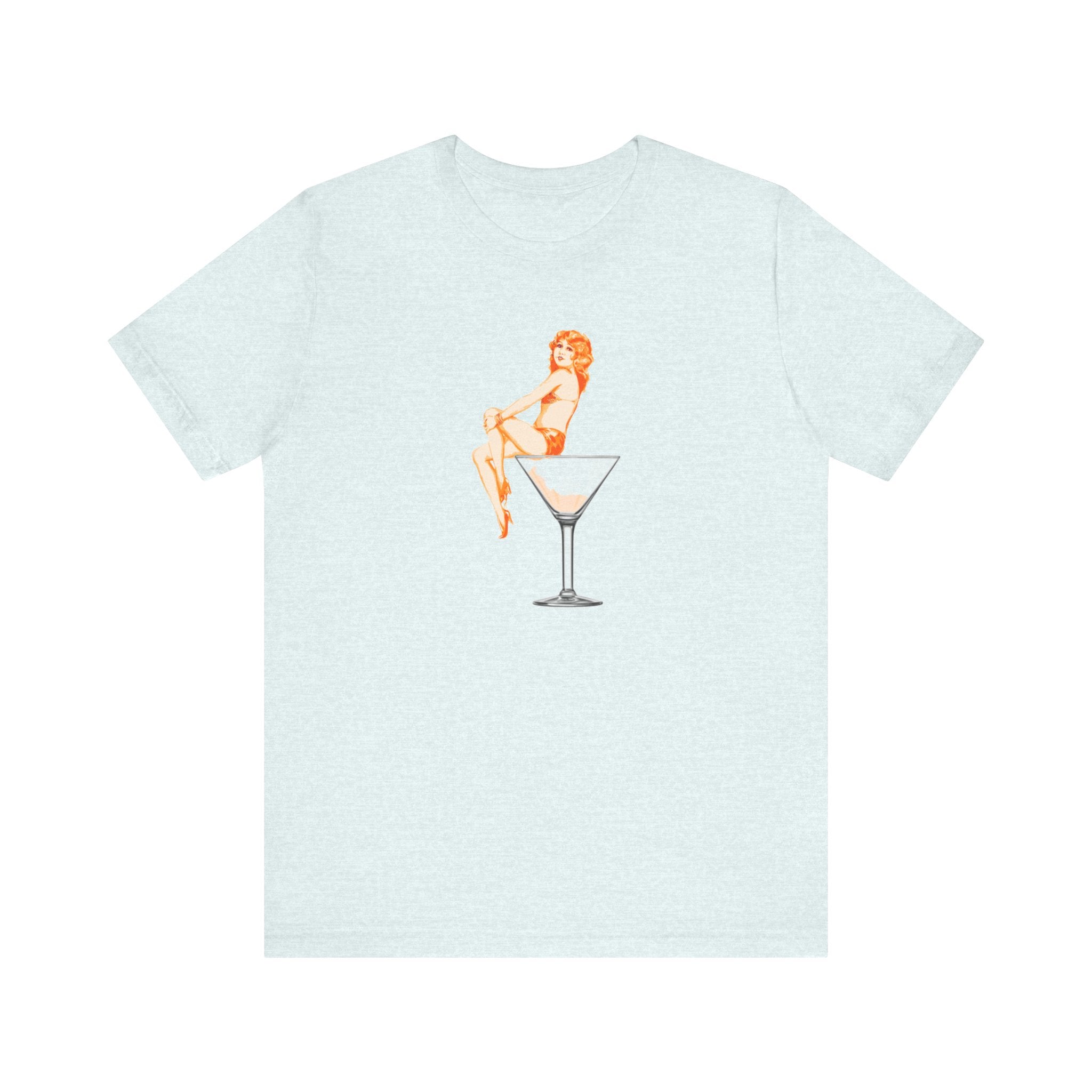 Custom Retro - a - go - go Series Martini Girl Unisex Jersey Short Sleeve T - Shirt - POPvault