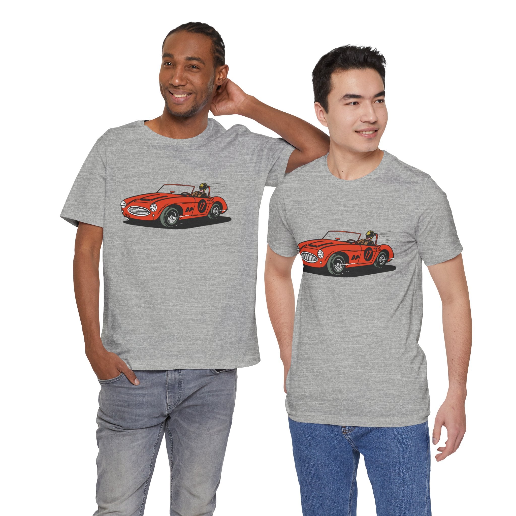 Custom Retro - a - go - go Series Retro Race Car Unisex Jersey Short Sleeve T - Shirt - POPvault