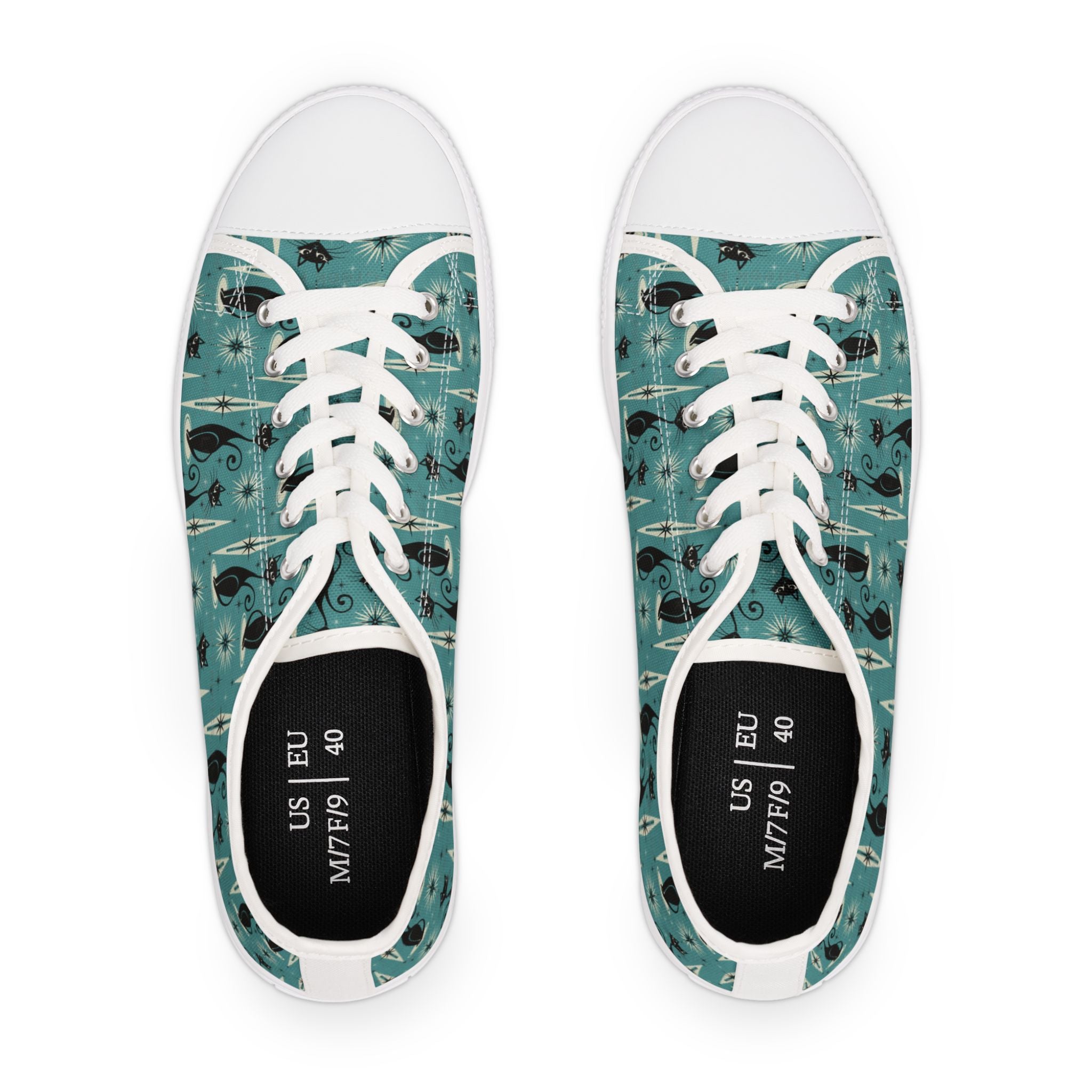 Mid-Century Retro Coolest Kitty Cats Low Top Women's Casual Canvas Sneakers