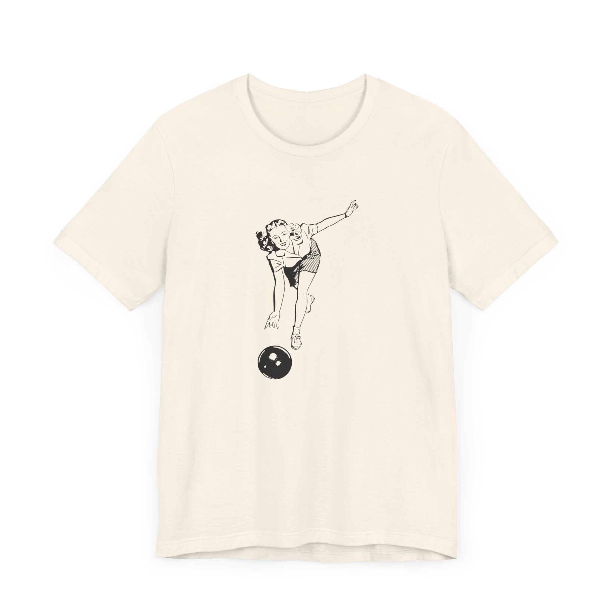 Custom Retro - a - go - go Series Bowling Babe Unisex Jersey Short Sleeve T - Shirt - POPvault