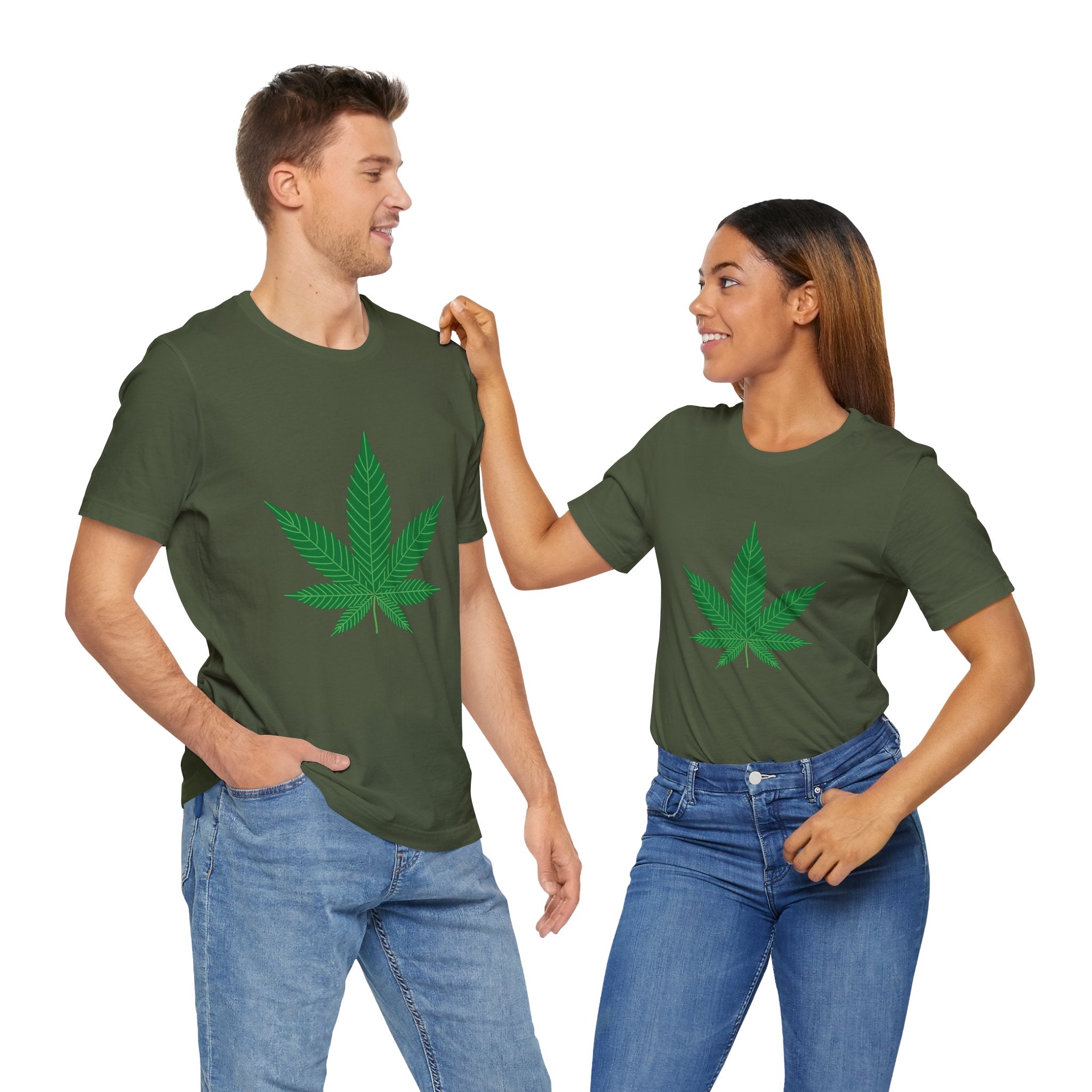 Custom Retro - a - go - go Series Herb Leaf Unisex Jersey Short Sleeve T - Shirt - POPvault