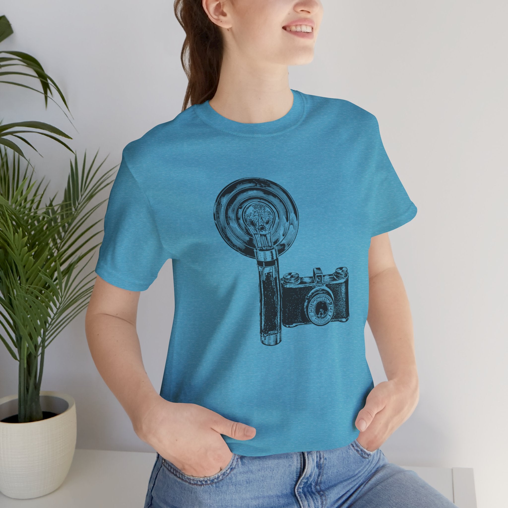 Custom Retro-a-go-go Series Camera & Flash Unisex Jersey Short Sleeve T-Shirt