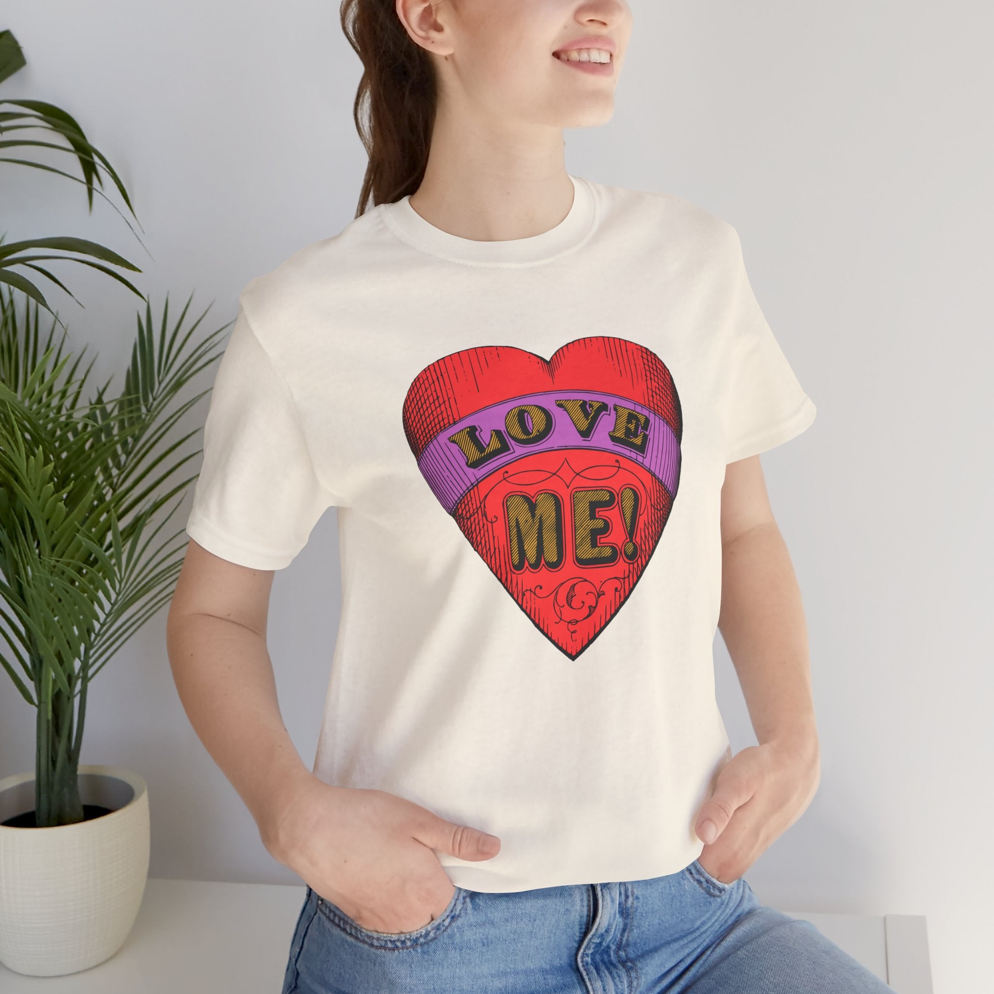 Custom Retro - a - go - go Series Love Me Color Unisex Jersey Short Sleeve T - Shirt - POPvault