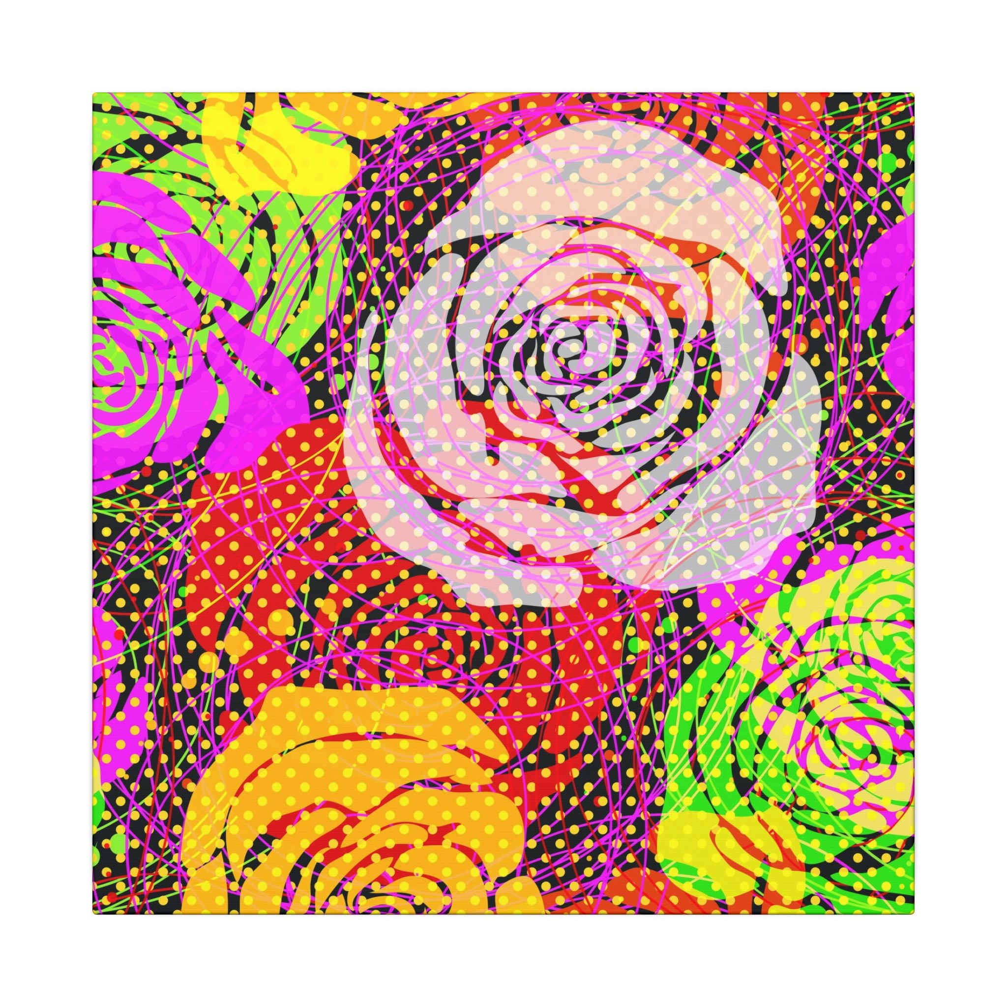 Colorful Pop Art Canvas Print - Rose Garden Unique Wall Decor