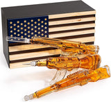 3 Gun Whiskey Decanter Set AR15, AK47, & Rifle 1000ml in American Flag Box - POPvault